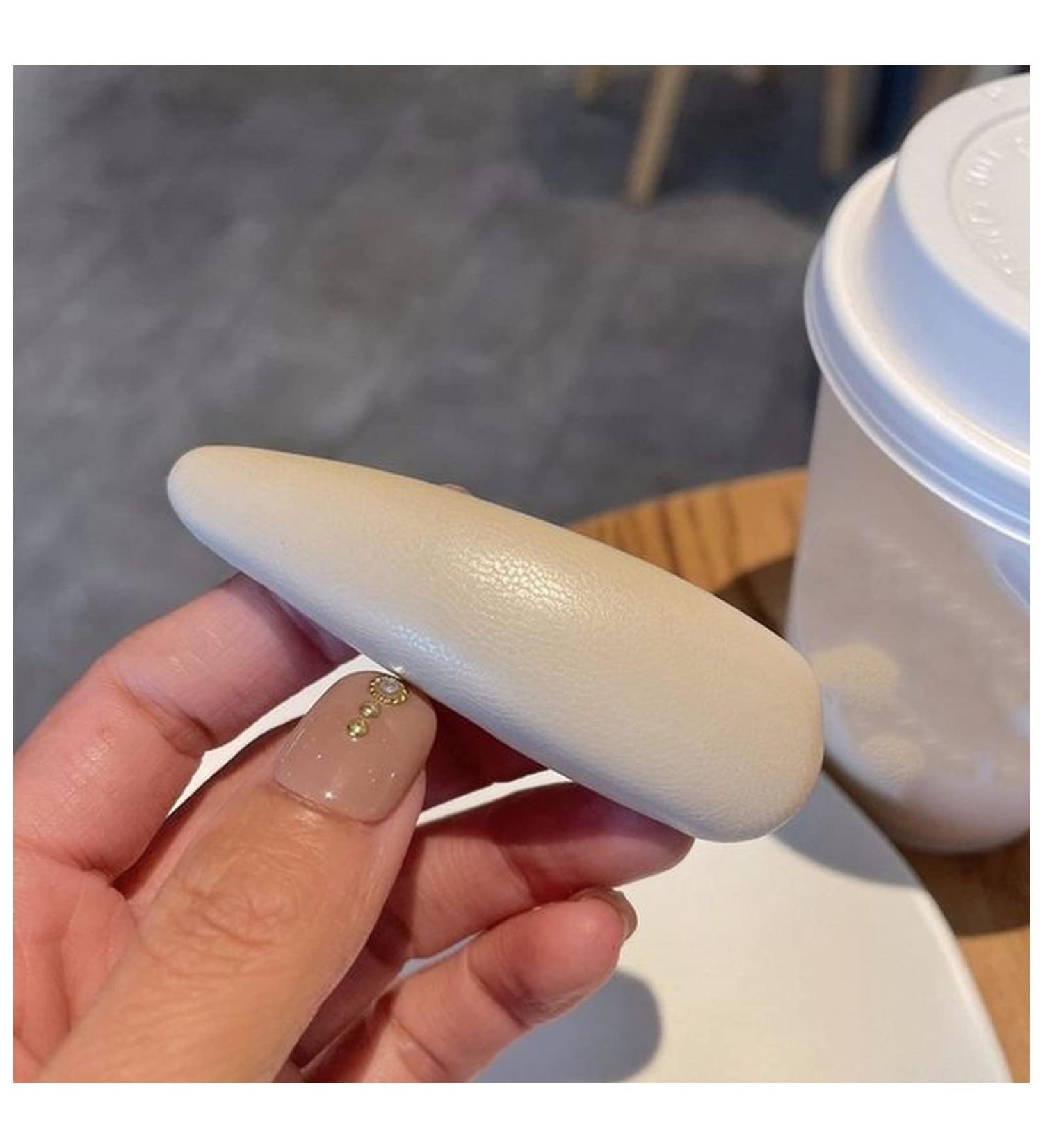 Hair Clips PU Leather Hair Clip Sponge Padded Barrette Solid Thick Hairpin Women Hair Snap Korean Style Headwear Blue Hair Clips (Size : Milk white 2) - Buy Online on GoSupps.com