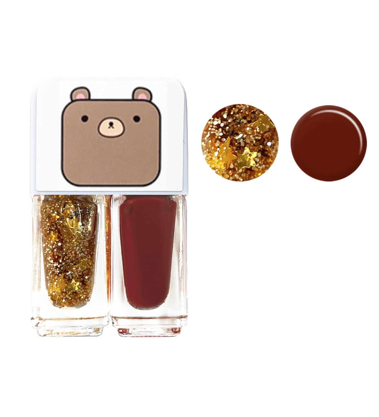 Glitter Red Nail Polish Set 2 In 1 Autumn Quick Dry Breathable Nail Varnish Shinny Sparkling No Need UV/LED Lamp Peel off Long Lasting Non-toxic Water Based Formula for Christmas Home DIY Nail Art - Buy Online on GoSupps.com