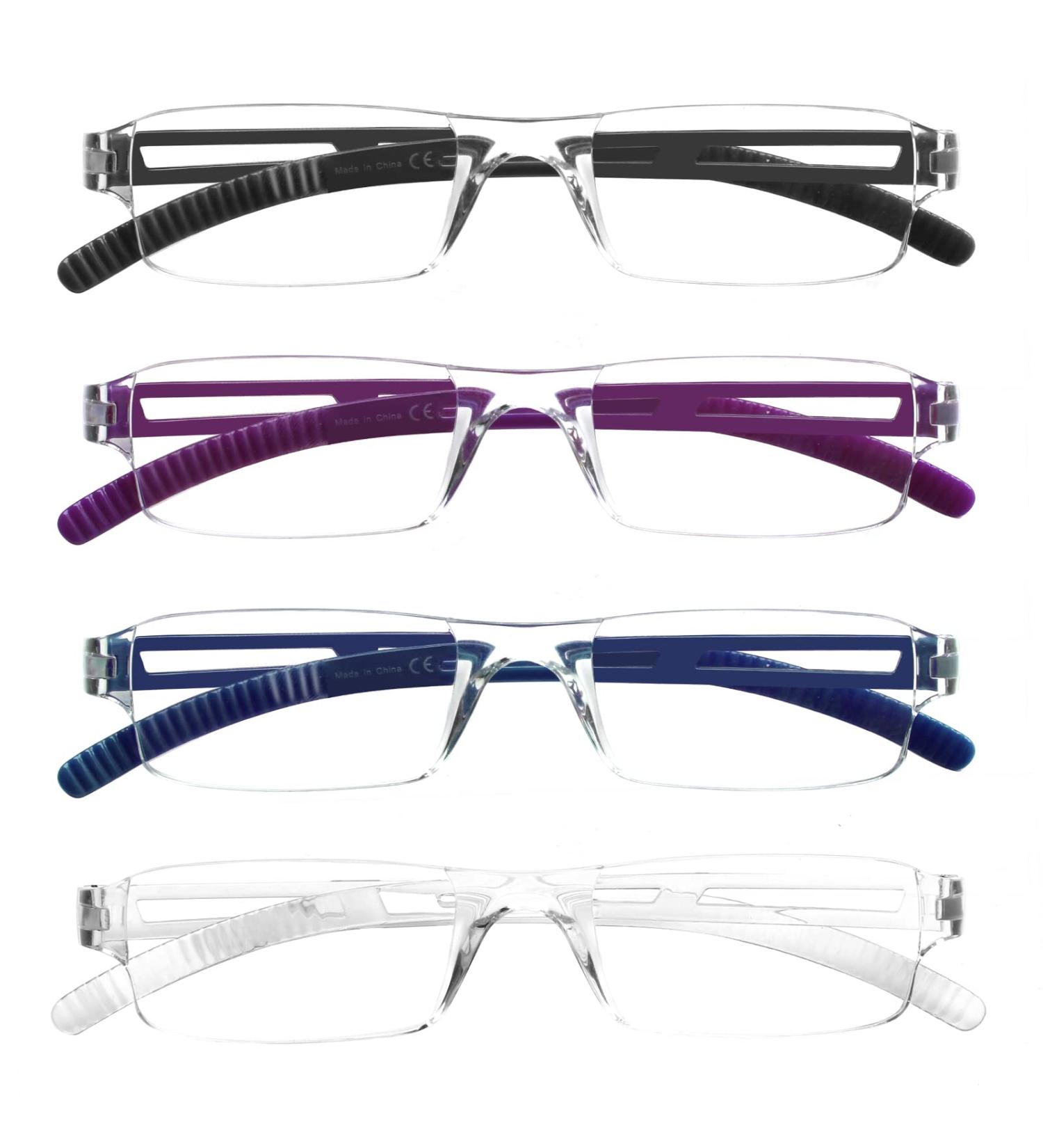 Cojwis 4 Pack TR90 Frameworkless Reading Glasses for Men & Women - Lightweight Anti-Blue Light Aid (4 Colors 3.5x Magnification) - Buy Online on GoSupps.com