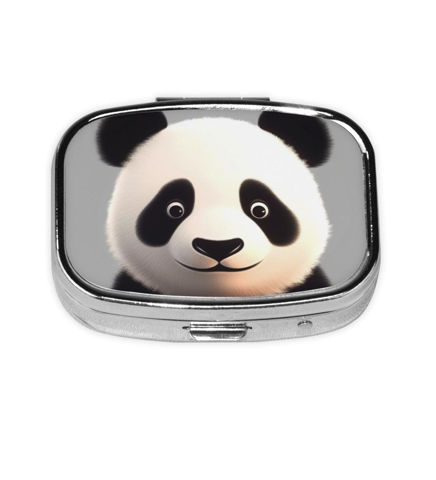 Panda Lovely Head Printing 2 Compartment Small Pill Case - Cute Travel Pill Box Organizer for Purse & Pocket | Perfect Travel Gift - Buy Online on GoSupps.com