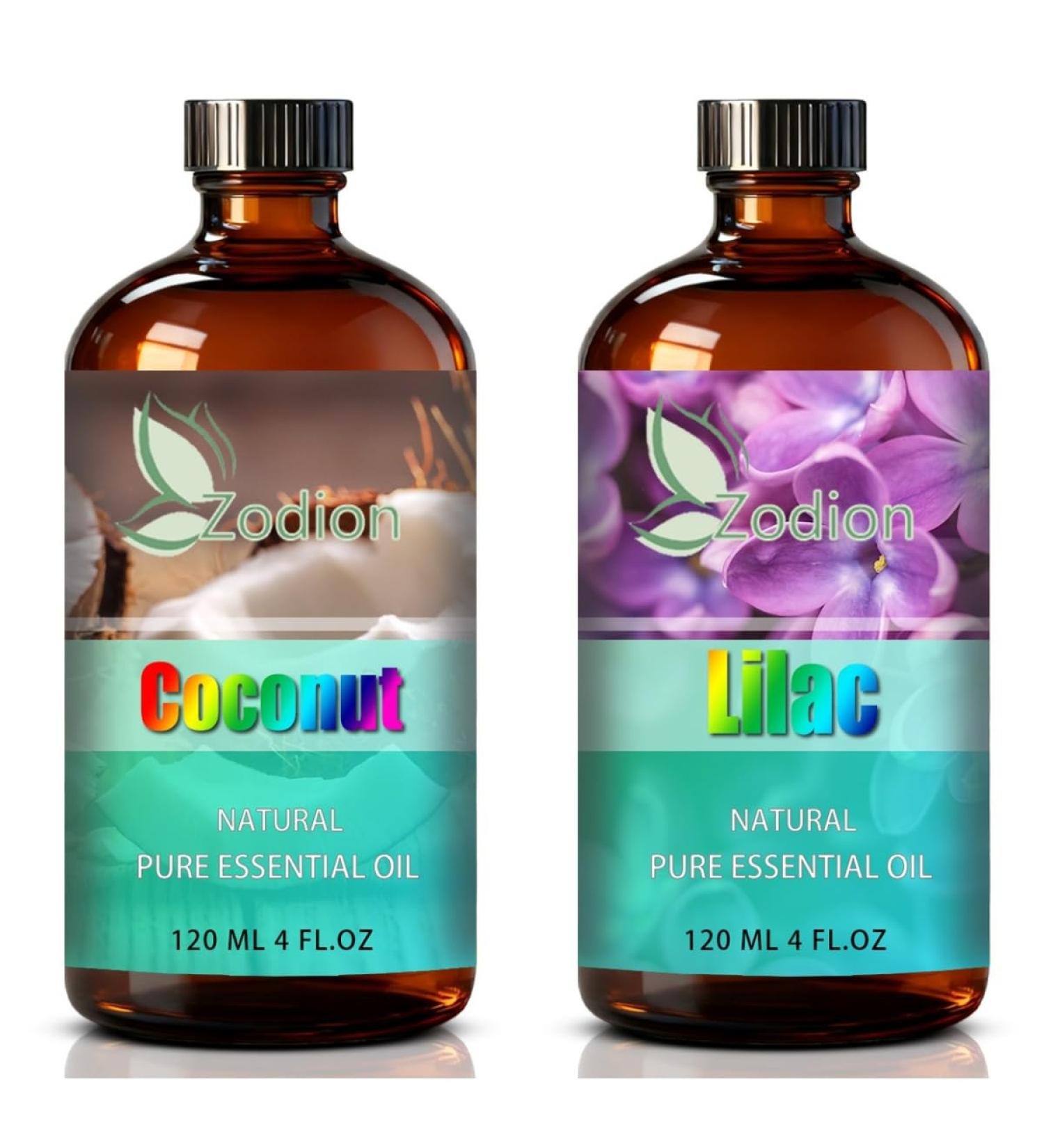 Lilac Essential Oil 4 Fl Oz and Coconut Essential Oil 4 Fl Oz - Lilac & Coconut Oil for Diffuser Aromatherapy Home Fragrance Skin & Hair Care DIY Candle & Soap Making Yoga - Buy Online on GoSupps.com