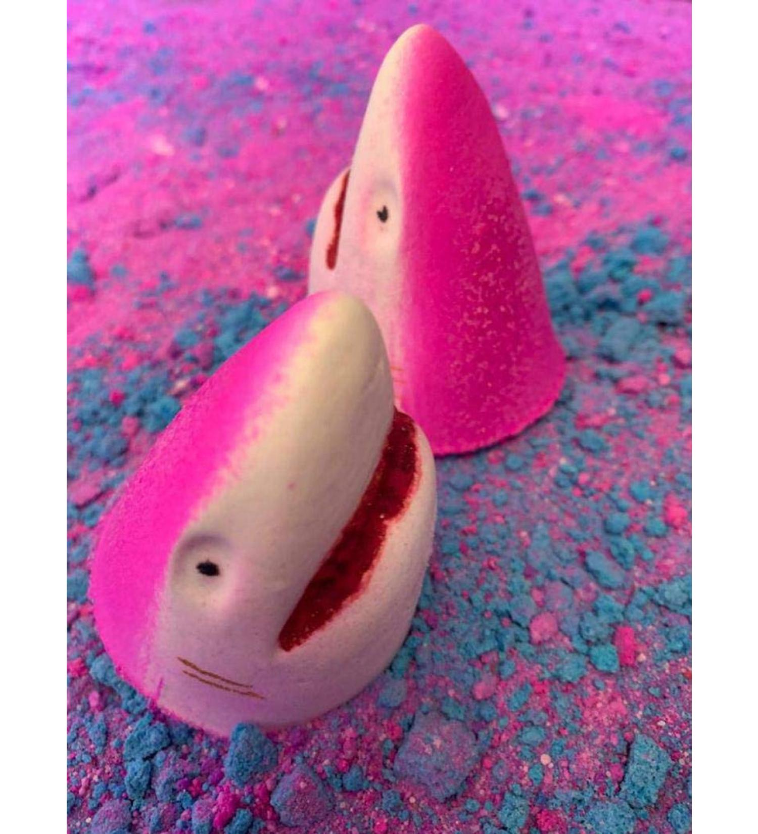 PINK Shark Attack Bath Bomb! Handmade in the UK Fizzer creates a Shark bite Blood Bath like Jaws in your tub New and Improved - Buy Online on GoSupps.com