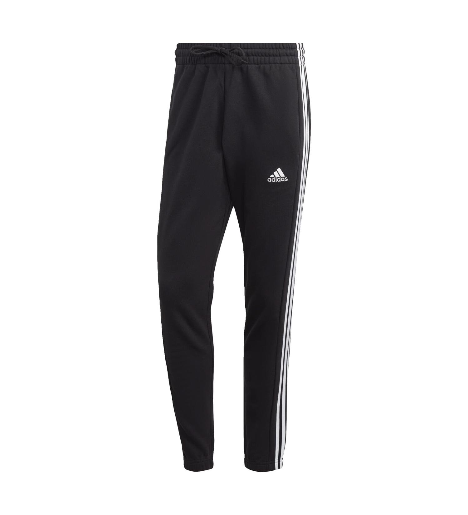 Adidas Men's Essentials French Terry Tapered Jogging Pants - Black/White 3-Stripes Joggers L - International Shipping Available - Buy Online on GoSupps.com