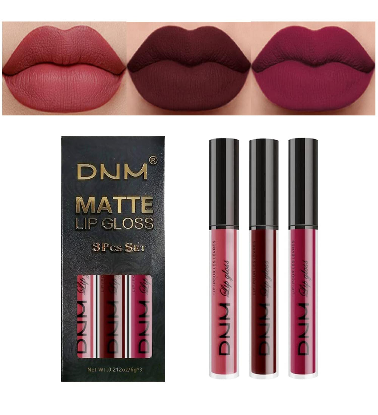 3Pcs Dark Red Purple Matte 24-Hour Liquid Lipstick Set | Long-Lasting, Smudge-Proof, Waterproof Lip Gloss Gift Set | Matt Lipsticks for Women | Makeup Lipstick 06 - 0.21 Fl Oz (Pack of 3) - Buy Online on GoSupps.com