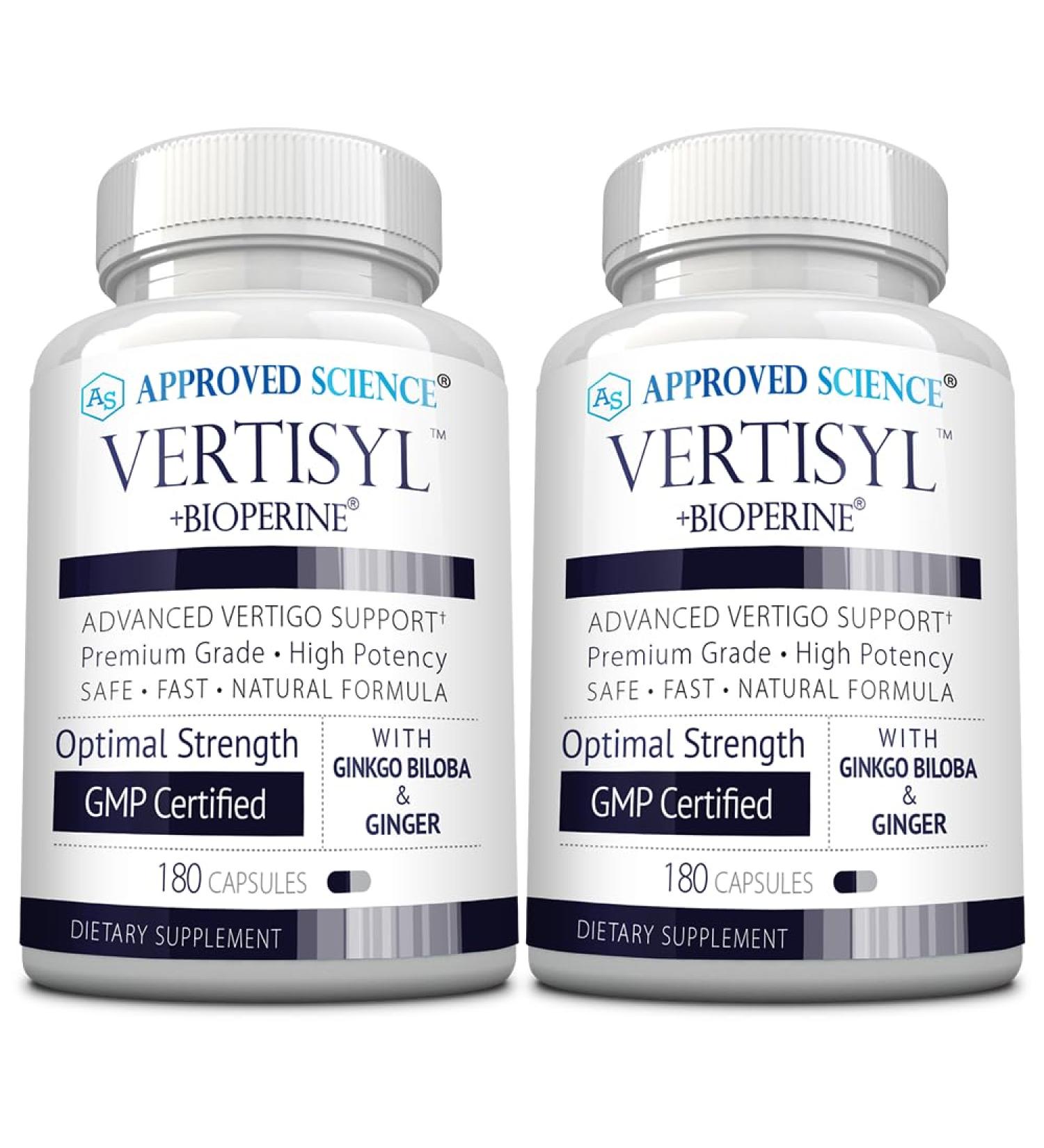 Approved Science VertiSyl - Ginkgo Biloba, Ginger, Vitamin D3, BioPerine - 180 Capsules - Pack of 2 180 Count (Pack of 2) - Buy Online on GoSupps.com