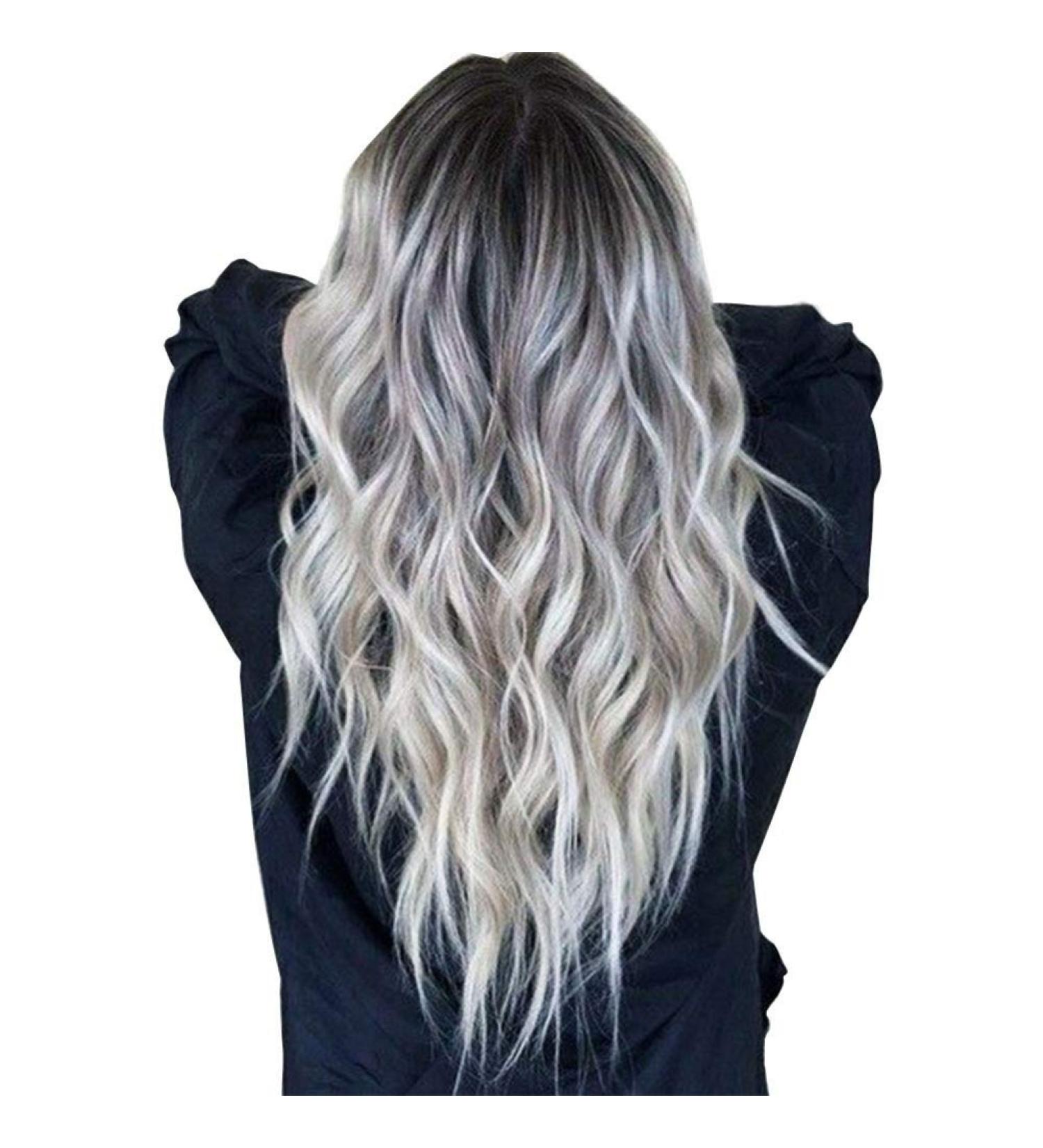 Allbesta Grey Black Wigs for Women | Long Wavy Synthetic Hair Extensions | Heat Resistant Cosplay Wigs - Buy Online on GoSupps.com