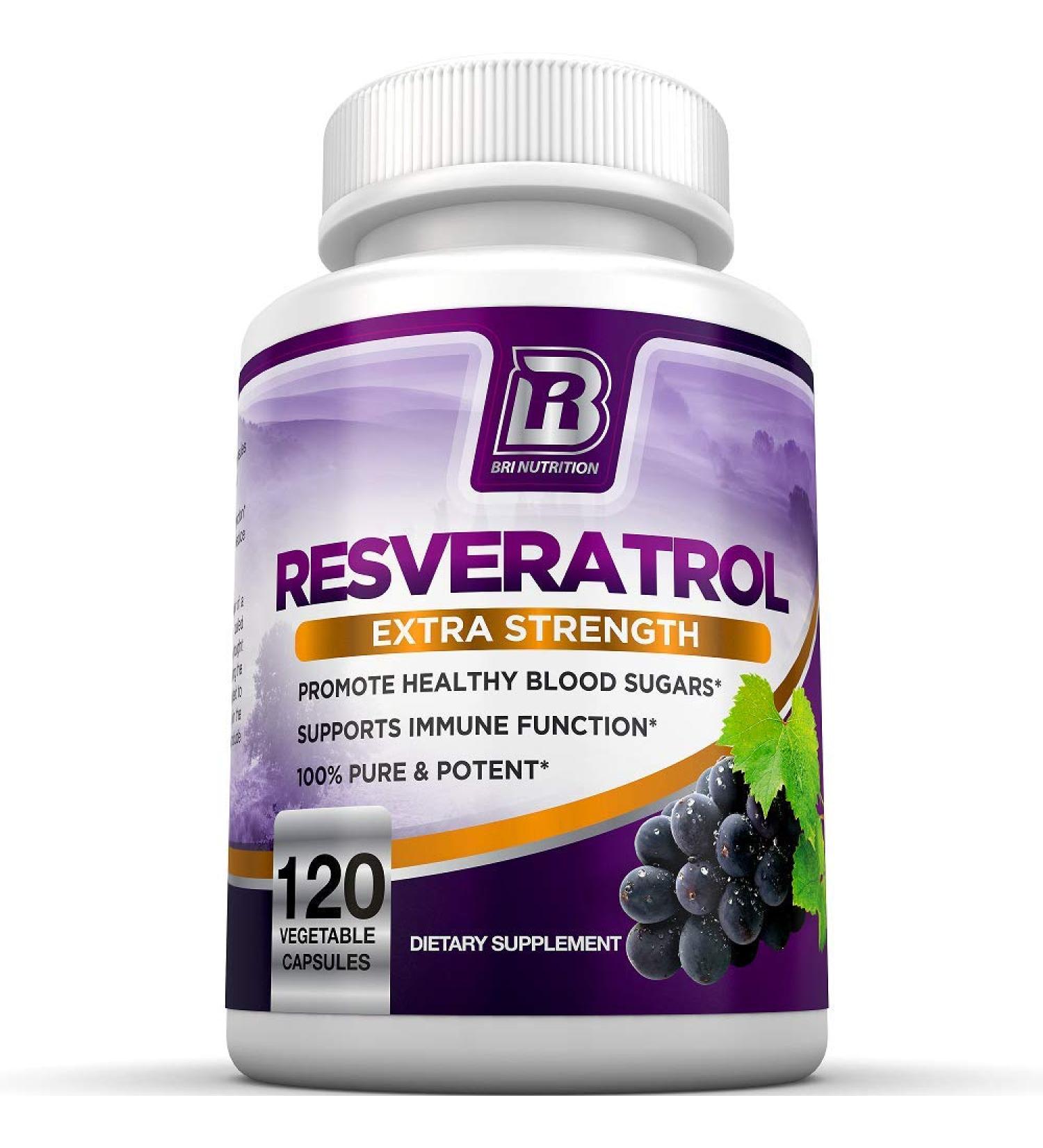 BRI Resveratrol 1200mg - Natural Antioxidant Supplement with Green Tea & Quercetin for Anti-Aging, Heart Health, Brain Function & Immune Support - 120 Count - Buy Online on GoSupps.com