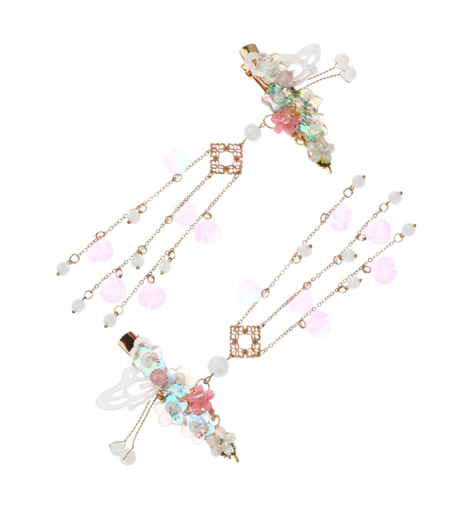 Gogogmee 1 Pair Butterfly Hair Clip Chinese Hair Sticks Japanese Vintage Hairpin Shell Hair Accessories Qipao Hair Barrettes Pearl Hair Clips Antique Tassel Hair Barrette Hair Pin Metal - Buy Online on GoSupps.com