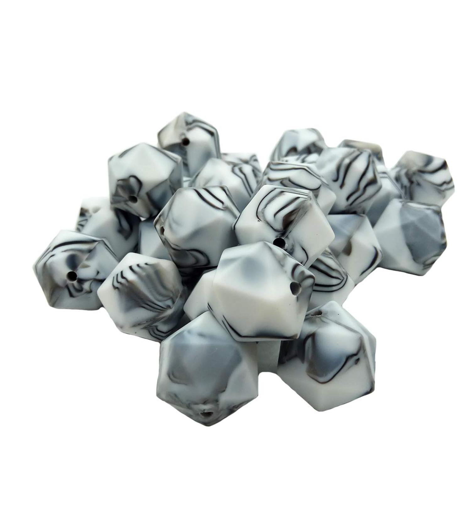 50pcs 14mm Silicone Icosahedron Pearl Beads in Zebra - DIY Mom Necklace Making Accessory - Buy Online on GoSupps.com