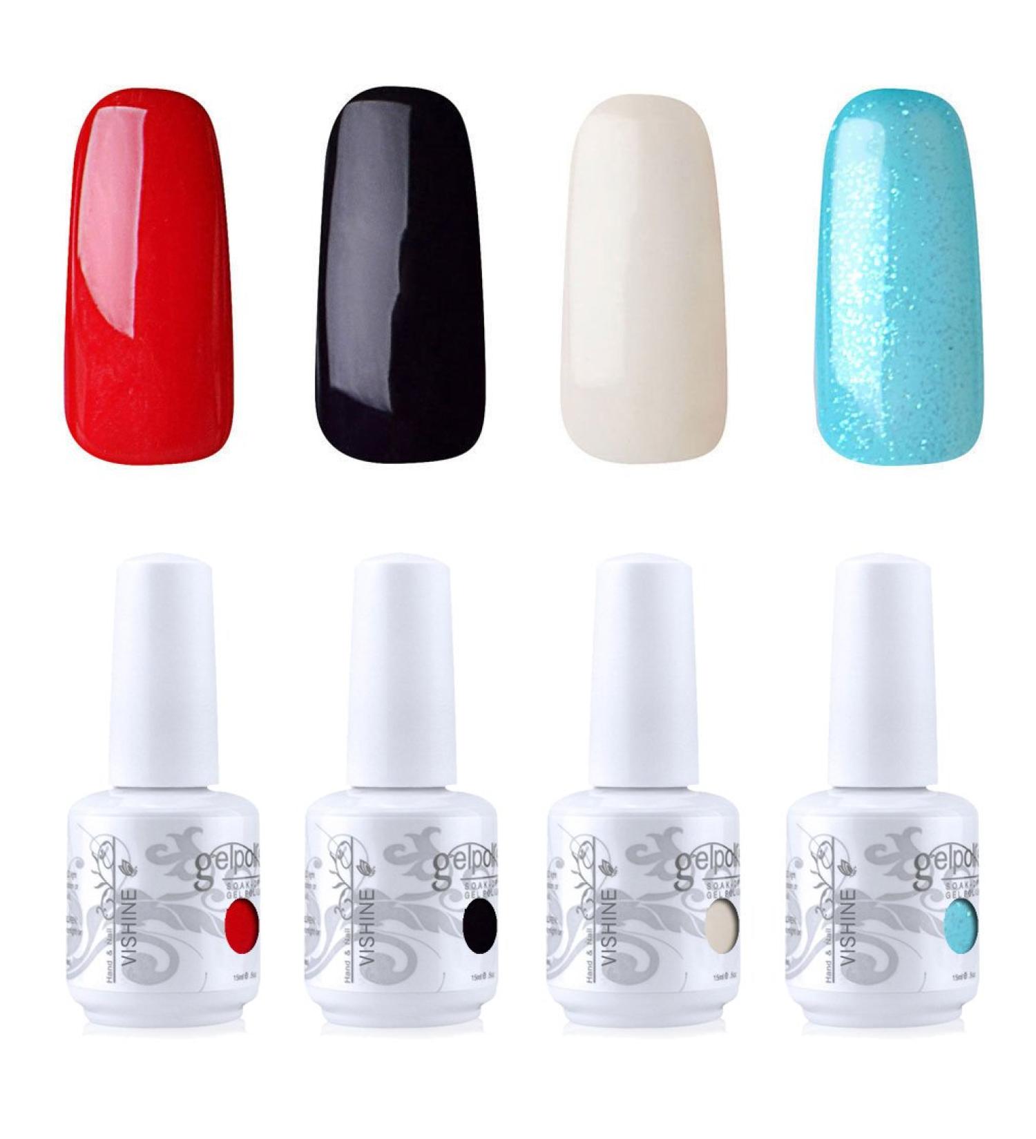 Vishine Gel Nail Polish Kit - Dissolvable UV LED Multi-Colors (4 x 15 ml) for Perfect Nail Art - Buy Online on GoSupps.com