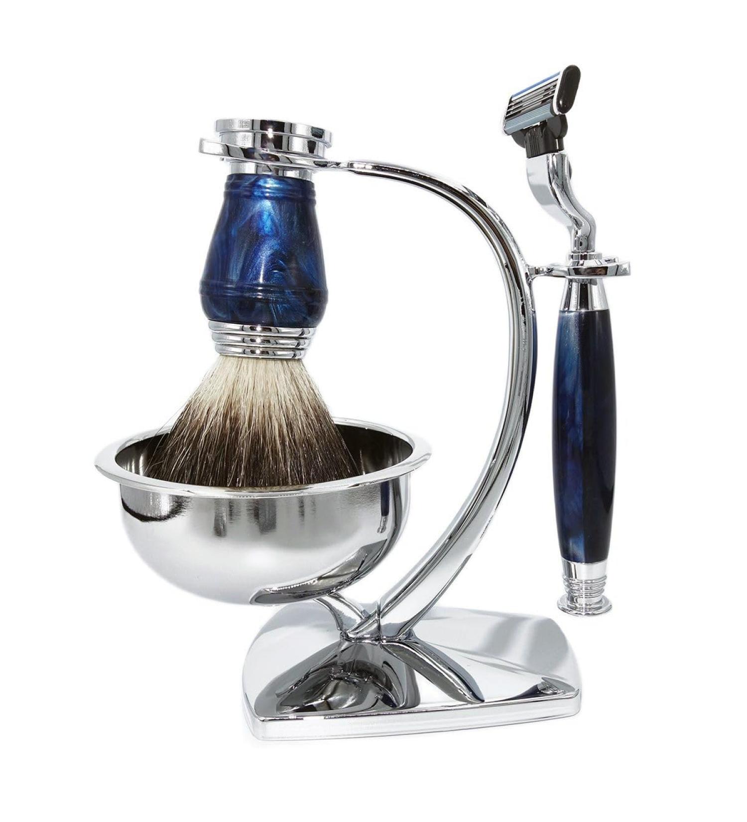 Magyfosia Razor Hobel Starter Set | MACH 3 Blades Shaving Soap Brush & Stand | Ideal Gift for Men 50+ | 4-Piece Luxury Shaving Set - Buy Online on GoSupps.com