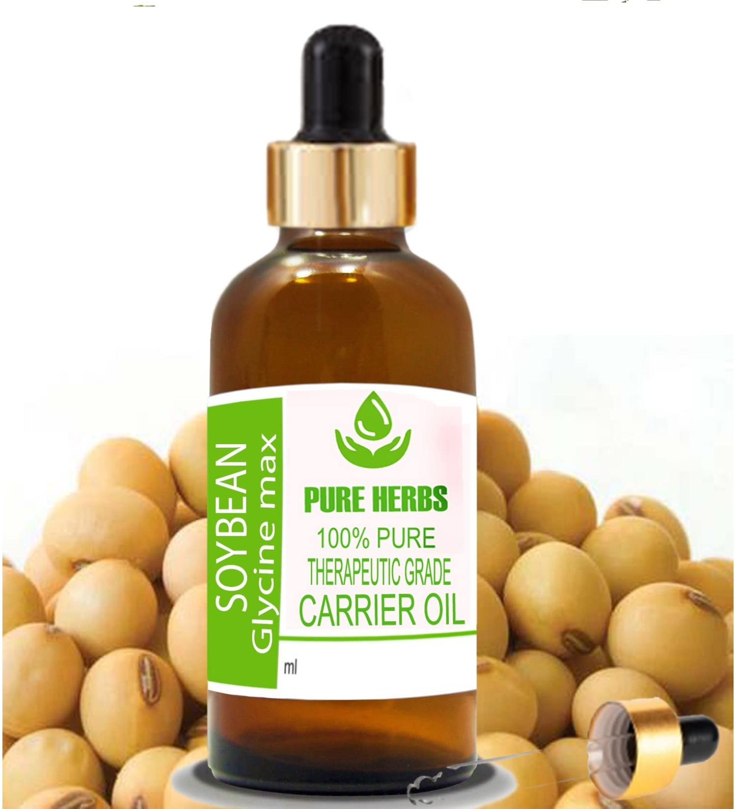 Pure Herbs Soybean Oil - 100ml Natural Therapeutic Carrier Oil with Dropper | Glycine max for Skincare & Wellness - Buy Online on GoSupps.com