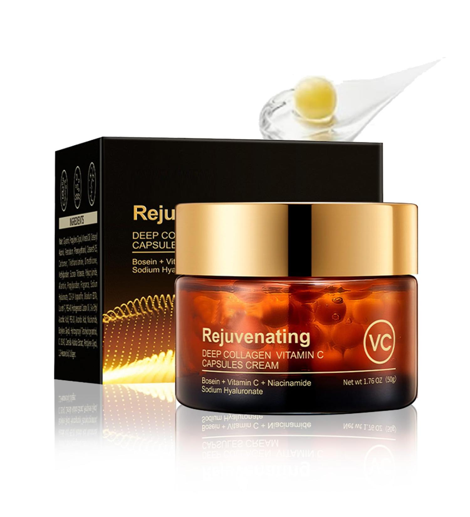 Deep Collagen Vitamin C Capsules Cream Rejuvenating Anti-Wrinkle Moisturizer Face Cream Nourish & Firm the Skin Reduce Wrinkles Enhance Elasticity Skin | Korea Skincare for All Skins Typles 1.76Oz - Buy Online on GoSupps.com