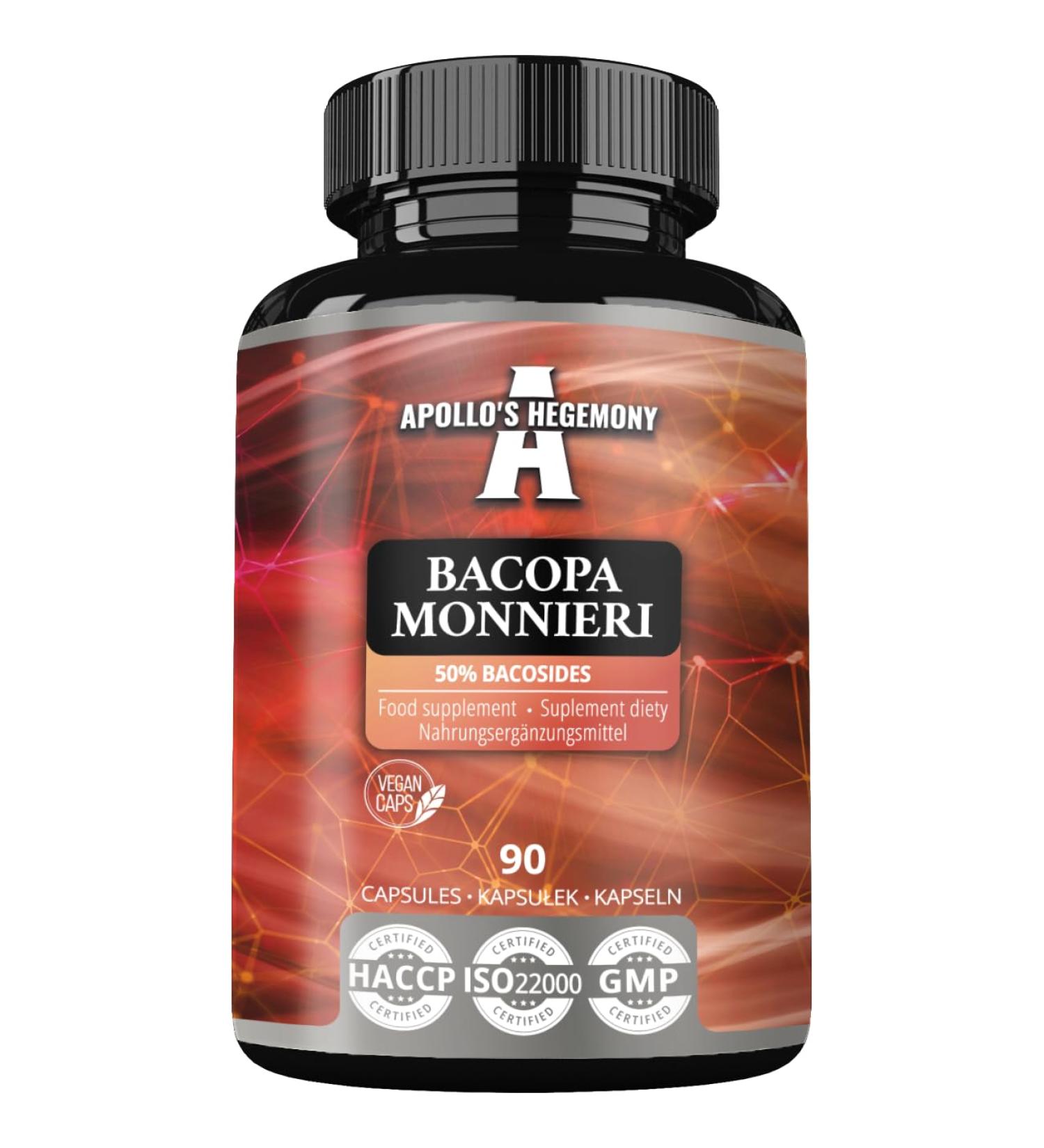 Bacopa Monnieri Extract 500mg High Strength Brahmi Extract (50% Bacosides) 90 Vegan Capsules 3 Months Supply Herbal Supplements for Enhanced Mental Clarity and Focus by Apollo's Hegemony - Buy Online on GoSupps.com