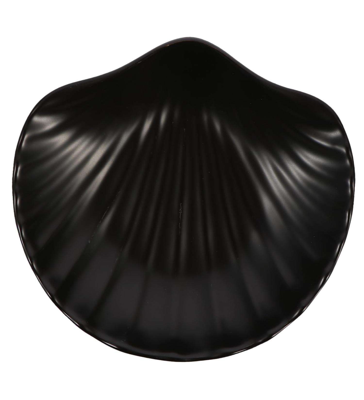 BESTonZON Salad Plate Decor for Kitchen Decoration for Living Room Shell Shaped Plate Home Decor Plate Kids Food containers White Salad Bowls Serving Bowl Ceramic Serving platters Snack Case Black 16.3X15.5X3.5CM - Buy Online on GoSupps.com