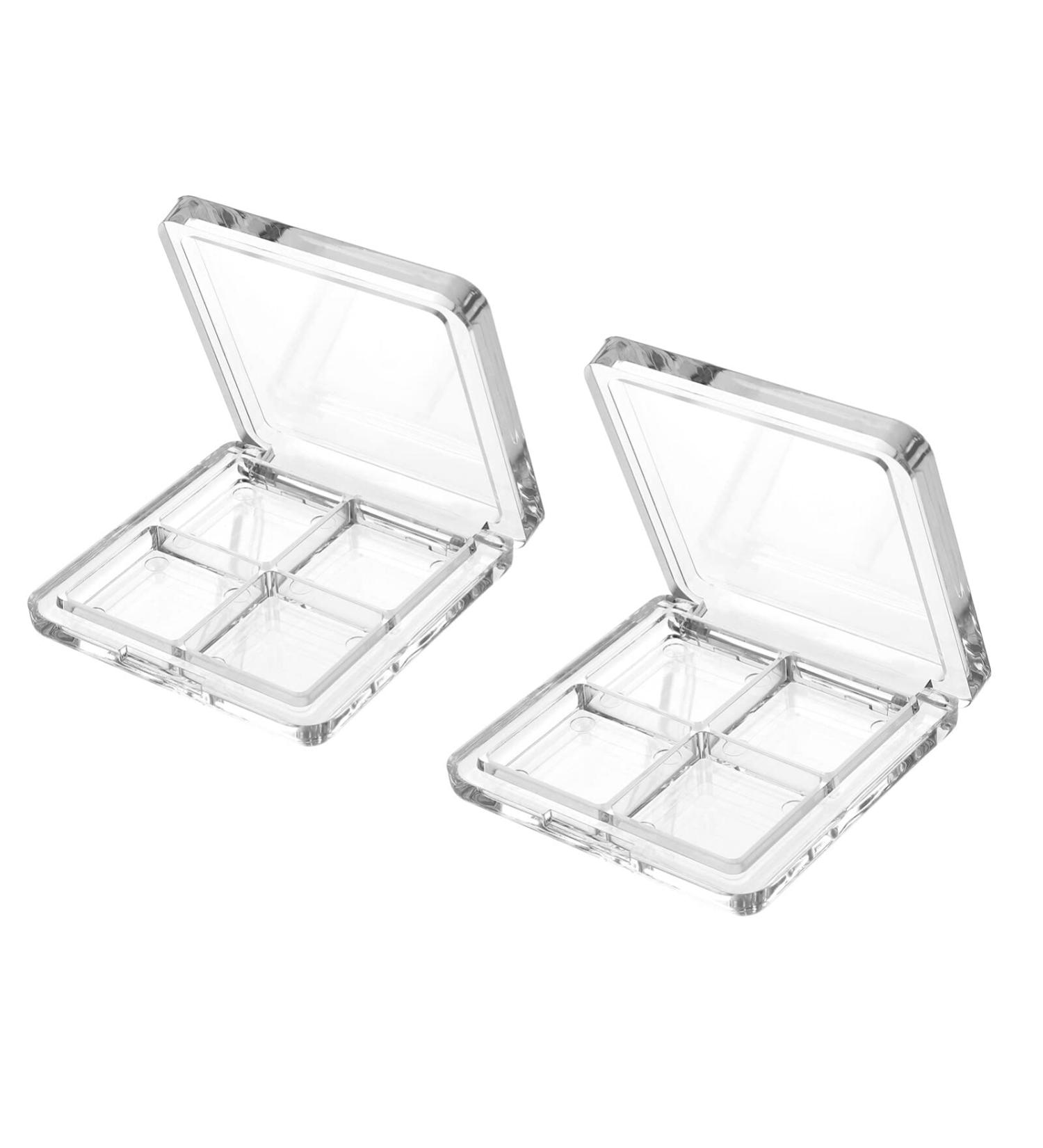 FRCOLOR Elf Makeup Empty Eyeshadow Palette - 2pcs 4 Grid Plastic Organizer for Eyeshadow Lipstick & Concealer - DIY Makeup Palette - Buy Online on GoSupps.com