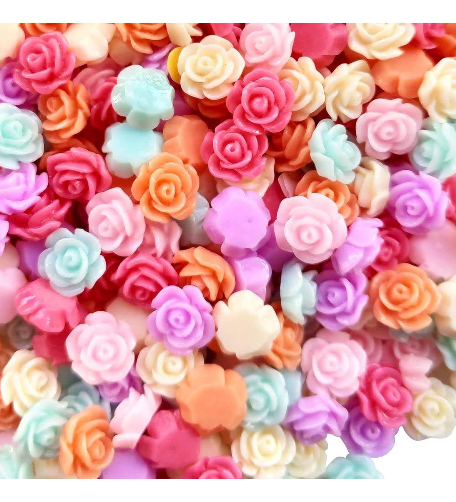 Chenkou Craft 100pcs 8mm Rose Flower Resin Flatback Beads - Assorted Color for Kids DIY Crafts - Buy Online on GoSupps.com