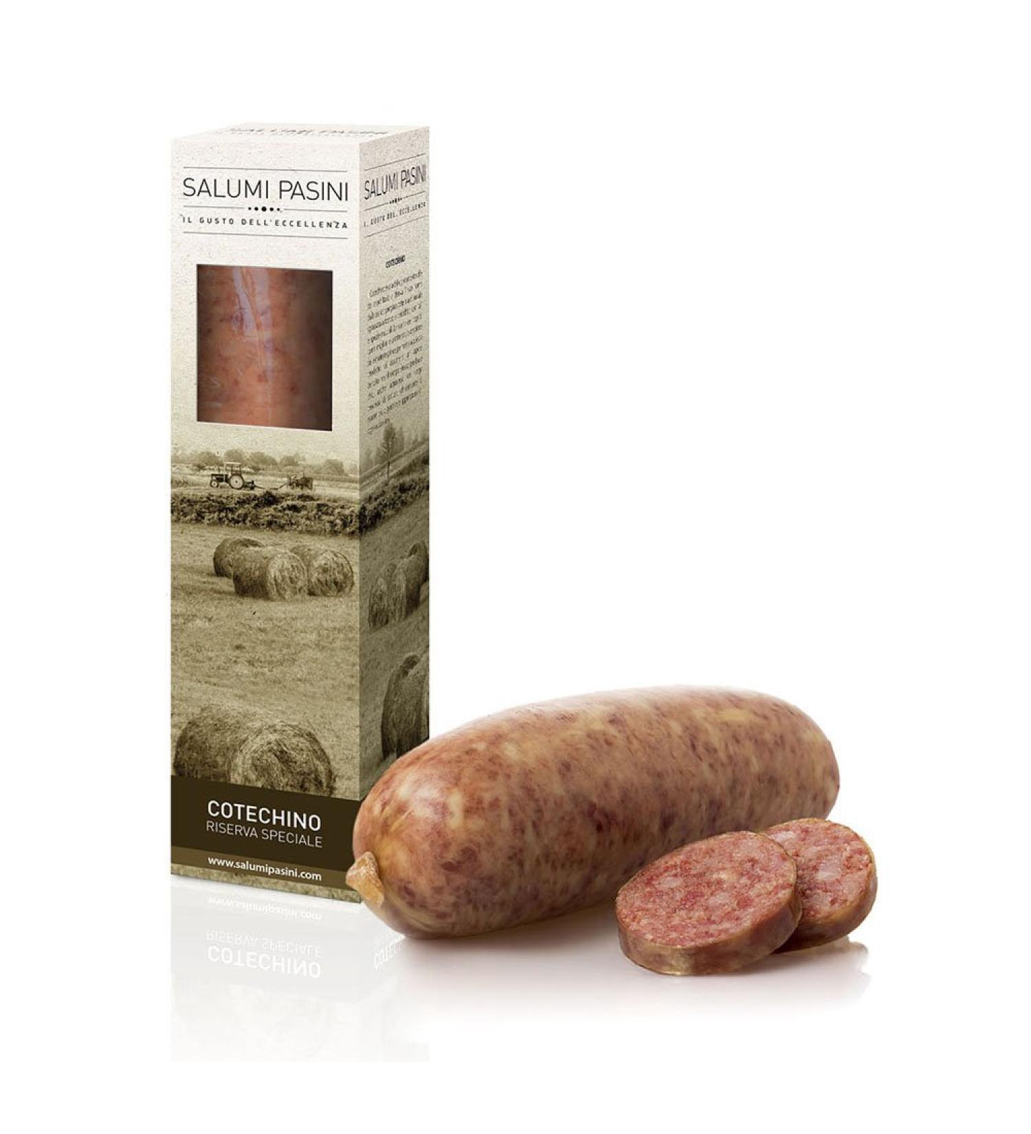 Fresh Cotechino Salumi Pasini | Whole 500g fresh meat | Perfect sausage to accompany a dish of lentils - Buy Online on GoSupps.com