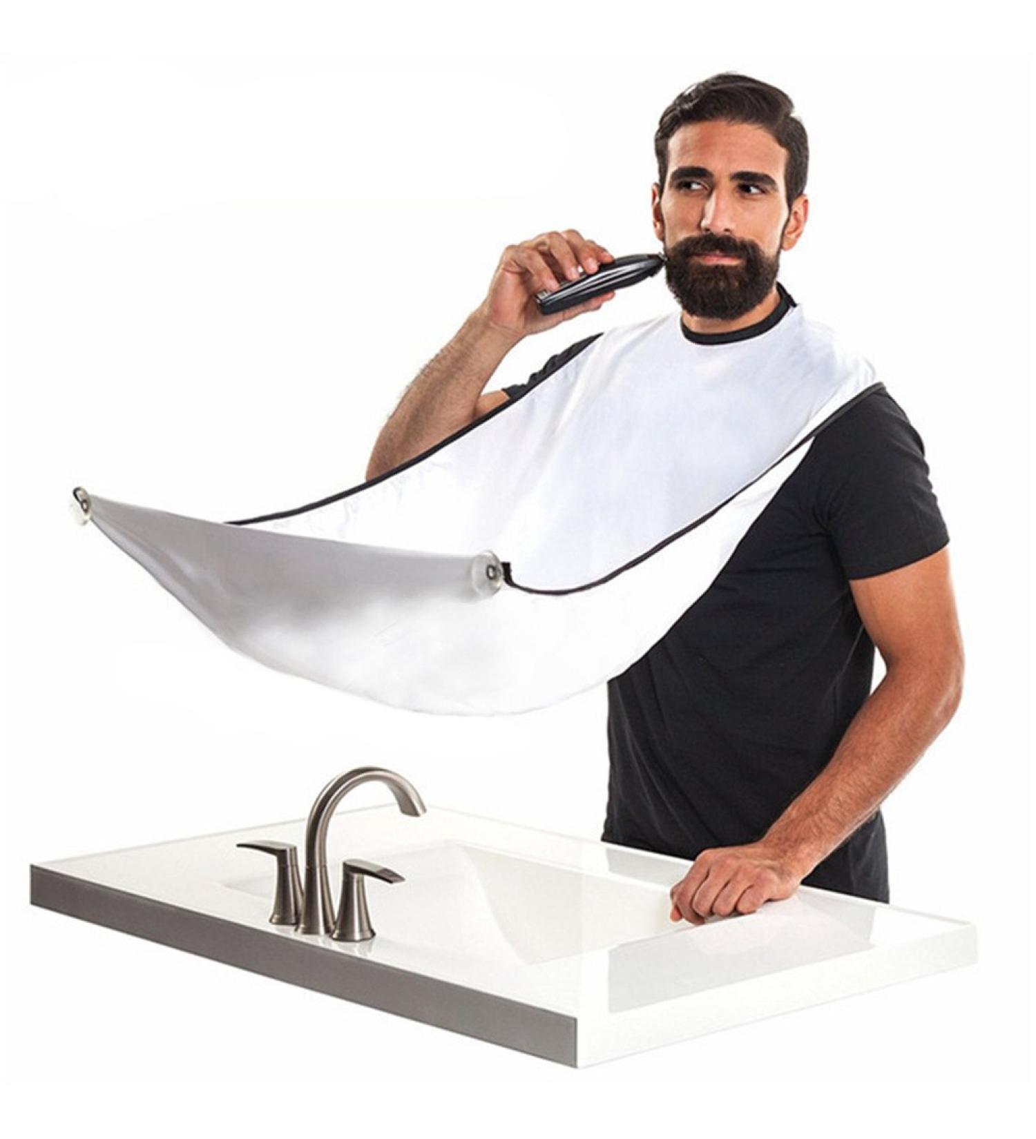 DayCount Beard Care Shave Apron 49 x 29.5 Inch Hair-Cut Apron Hair Salon Pongee Cape with Suction Cups and Hooks Waterproof - Buy Online on GoSupps.com