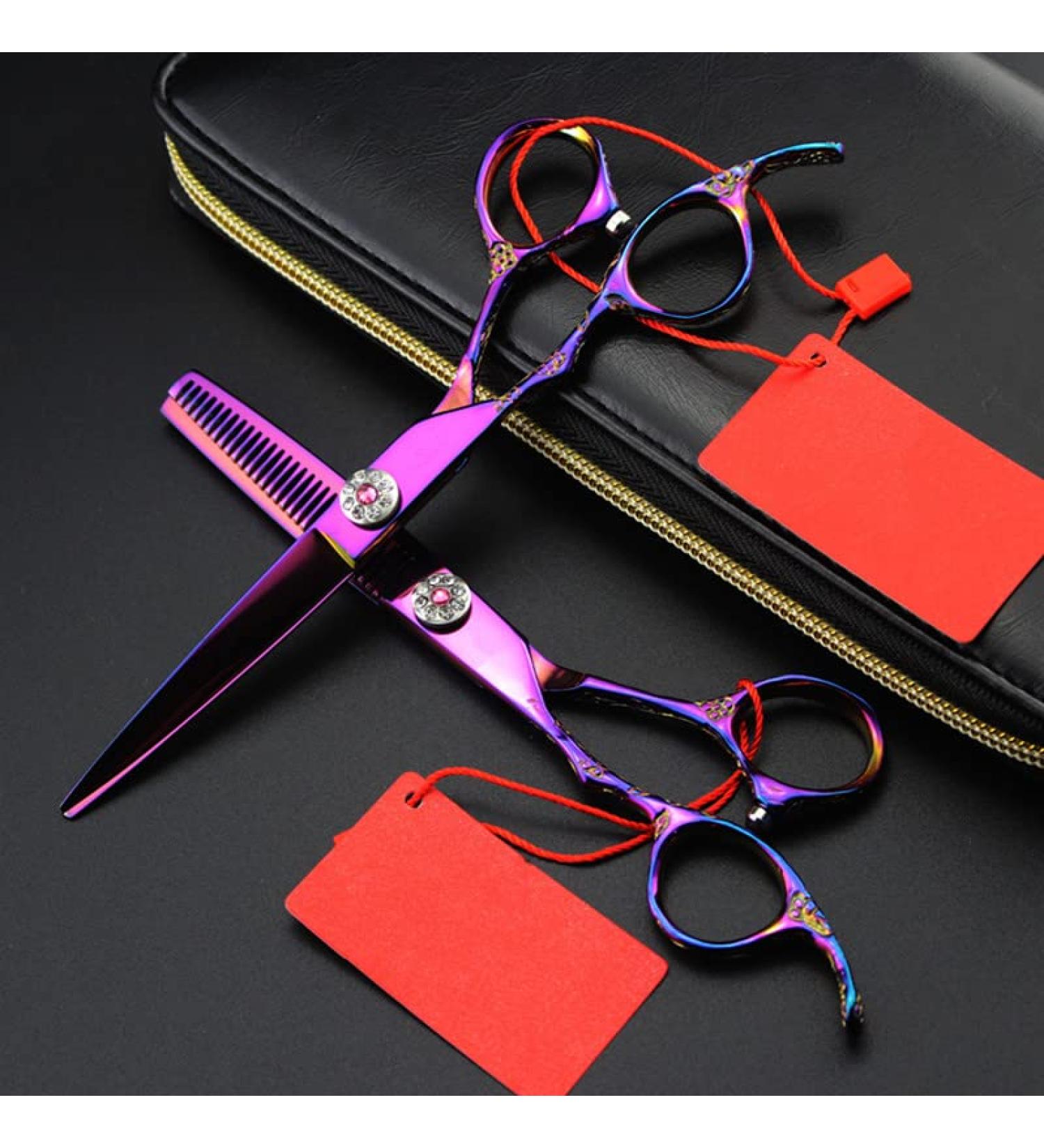 Hair Cutting Scissors 6 Inch Professional Japan 440c Left Handed Purple Rose Hair Scissors Haircut Thinning Barber Cutting Shears Hairdresser Scissors Set - Buy Online on GoSupps.com