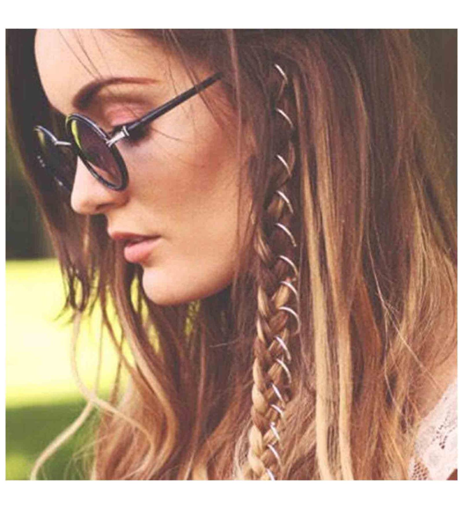 YHEAKNE Boho Tribal Circle Hair Ring Set | Gold Braid Rings & Dreadlock Decorations for Women & Girls - Buy Online on GoSupps.com