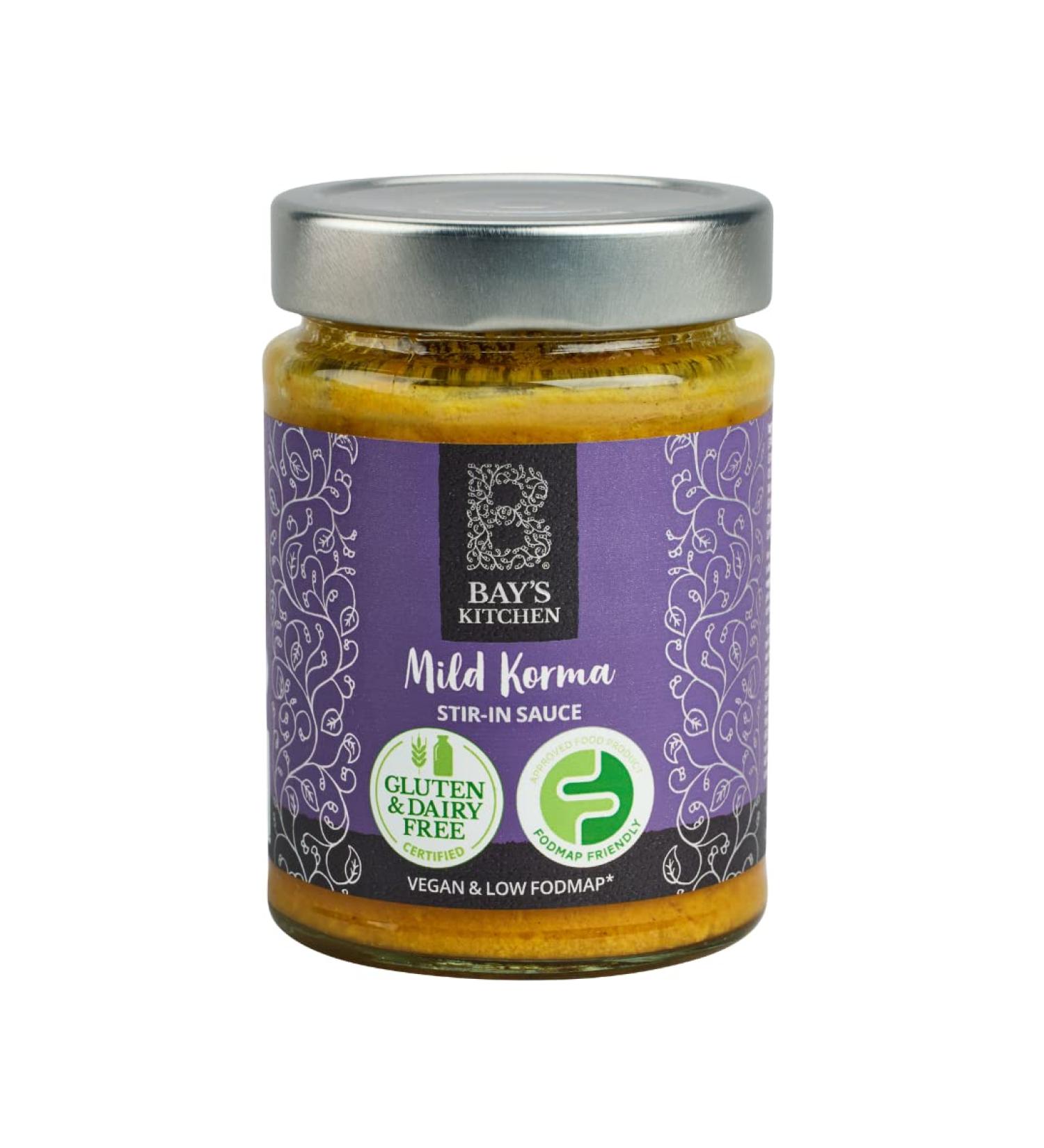 Bay's Kitchen Low FODMAP Mild Korma Stir-in Sauce Indian Curry Ready To Cook Sauce Gluten-Free IBS-Friendly and suitable for Vegans (260g) - Buy Online on GoSupps.com