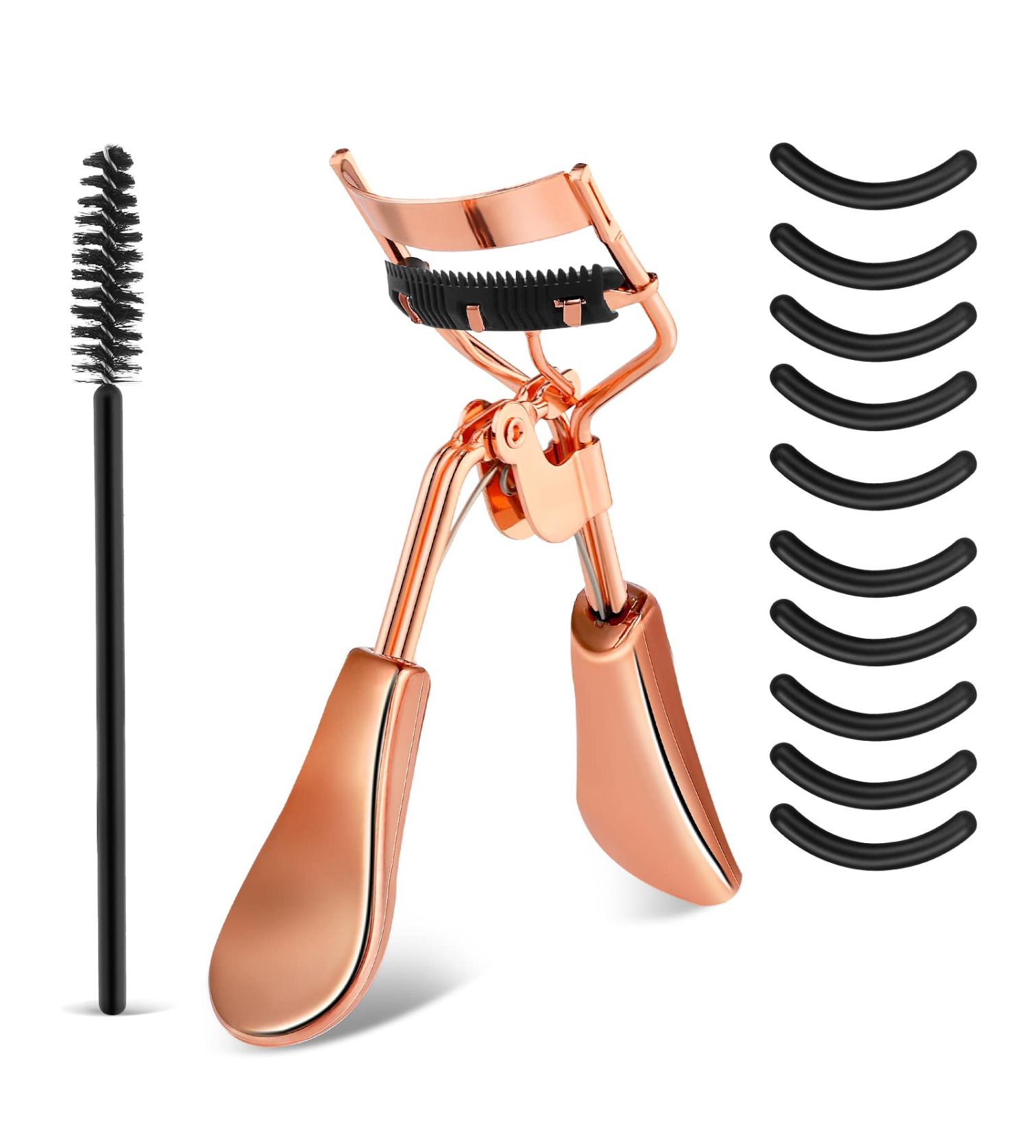 WLLHYF Eyelash Curler Kit - Professional Metal Lash Curler with Built-in Comb and 10 Refill Pads for Dramatically Curled Eyelashes - Rose Gold - Buy Online on GoSupps.com