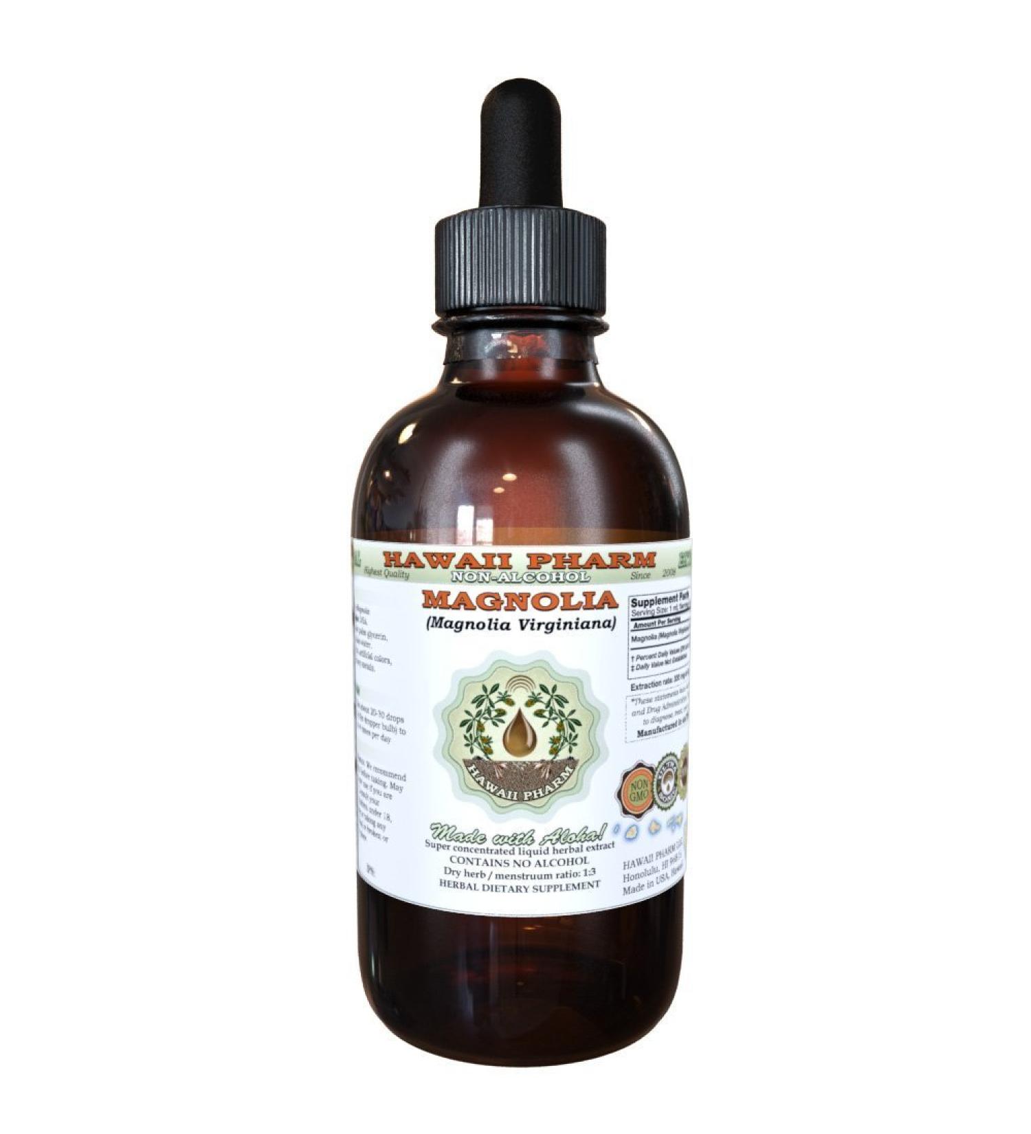 Magnolia Alcohol-Free Liquid Extract Magnolia (Magnolia Virginiana) Dried Bark Glycerite Natural Herbal Supplement Hawaii Pharm USA 4 oz 4 Fl Oz (Pack of 1) - Buy Online on GoSupps.com