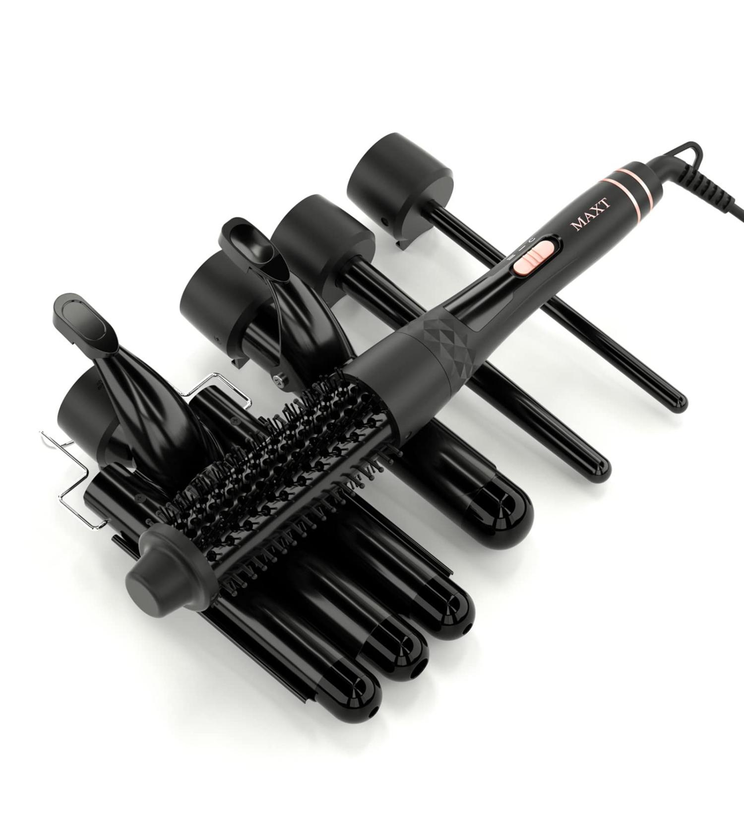 MAXT 5 in 1 Hair Waver Curling Iron Wand Set - 3 Barrel Curling Iron for Long Short Hair - 30s Heat-up, 5 Ceramic Wands, 2 Temps (Black) - Buy Online on GoSupps.com