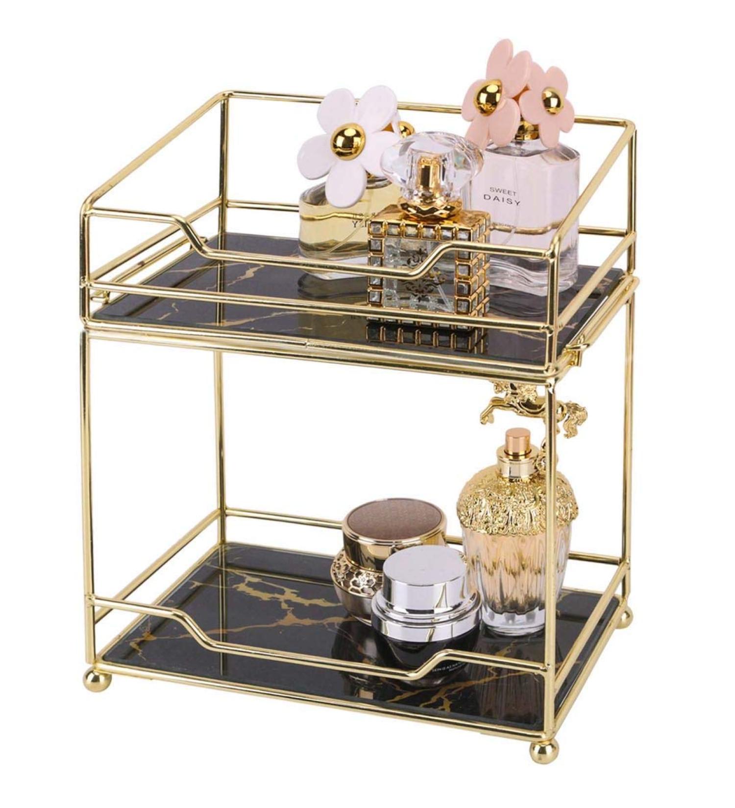 Z PLINRISE 2 Tier Makeup Organizer Shelf - Vanity Tray for Perfumes, Makeups, Toiletries & Skincare - Cosmetic Storage Rack for Dresser & Countertop - Buy Online on GoSupps.com