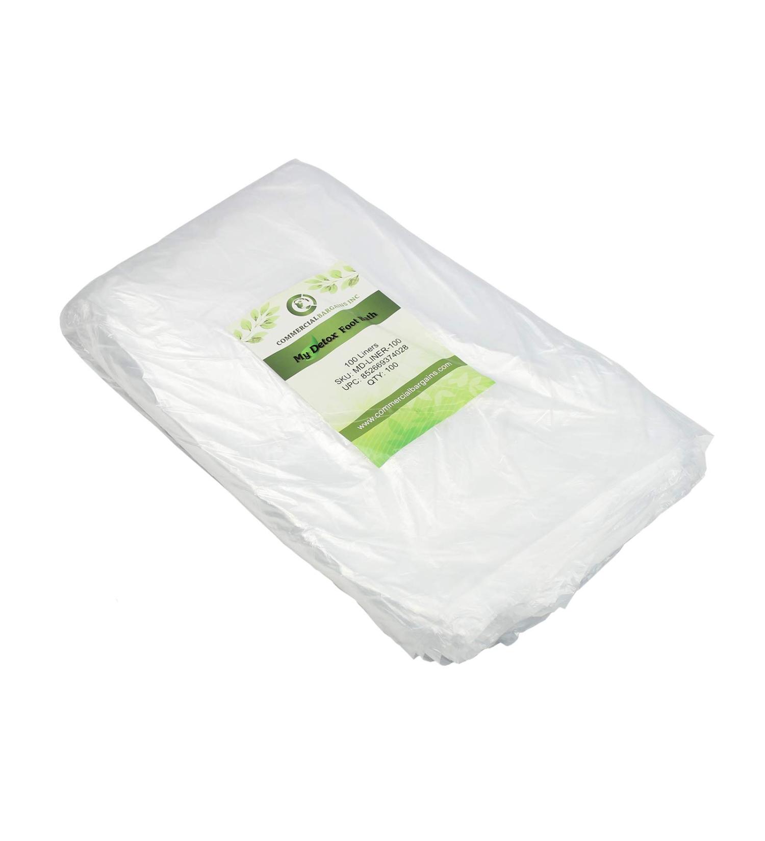 100 Disposable Lightweight Plastic Foot Liners for Large Ionic Detox Foot Tub Basin | 28 x 28 Size | Non-Toxic & 20% Thicker - 15-16 Microns - Buy Online on GoSupps.com