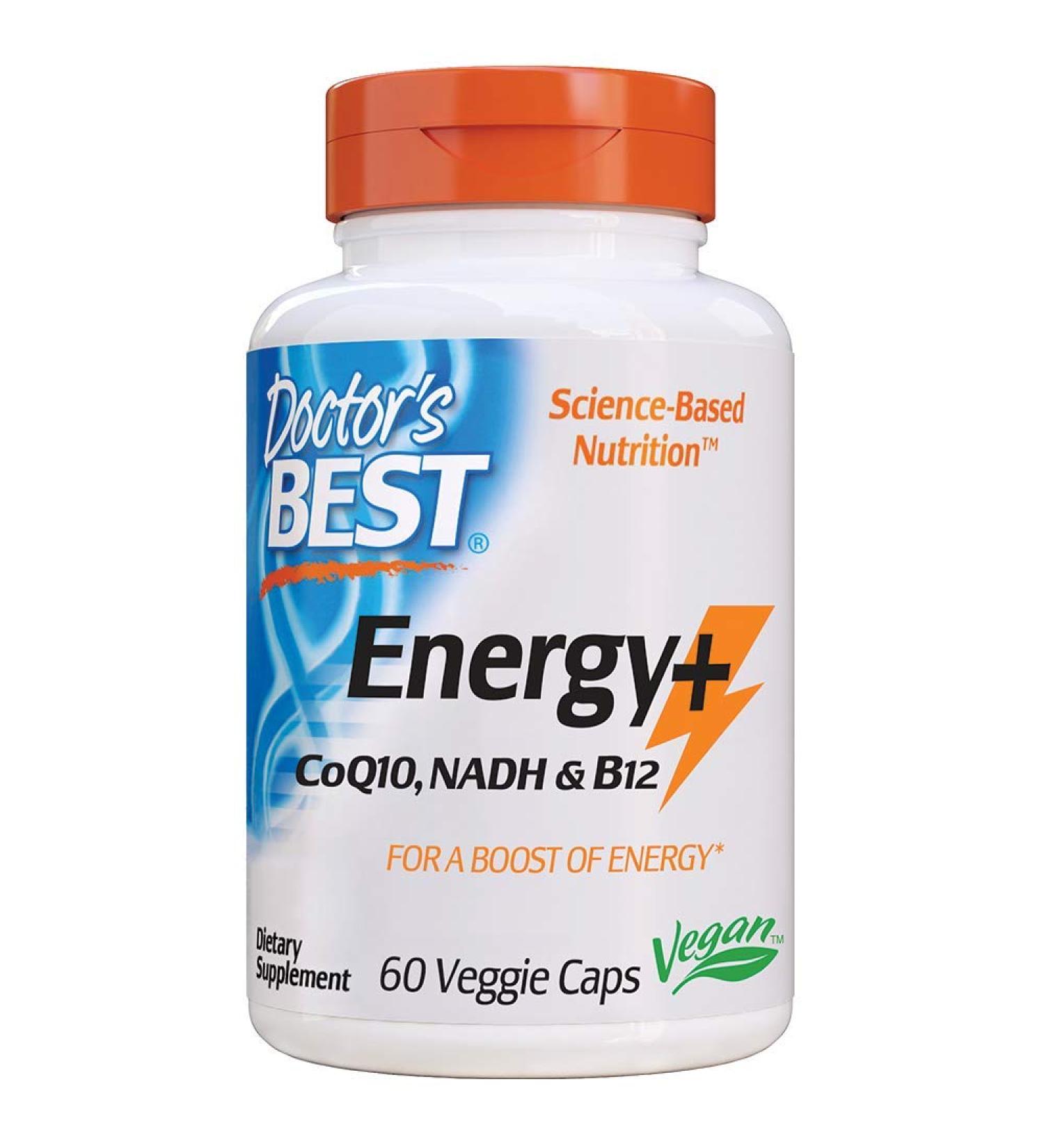 Doctor's Best Energy+ CoQ10 NADH & B12 - 60 Veggie Caps for Enhanced Energy & Health - Buy Online on GoSupps.com