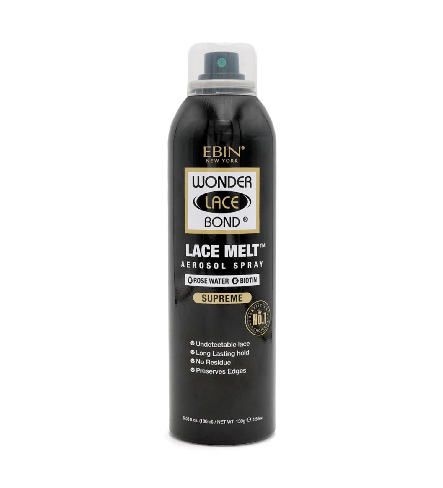Wonder Lace Melt Aerosol Spray - Rose Water Biotin Infused 6.08 fl.oz./180ml Preserves Edges & Undetectable Lace Long lasting hold No Residue glueless 6.08 Fl Oz (Pack of 1) Rosewater - Buy Online on GoSupps.com