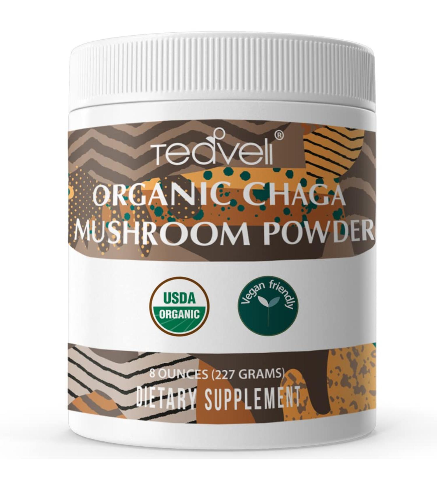 Teaveli Organic Chaga Mushroom Powder - 8oz (226g) for Tea & Coffee | Vegan-Friendly Detox & Immune Support | Clean Energy Boost | Pack of 1 - Buy Online on GoSupps.com