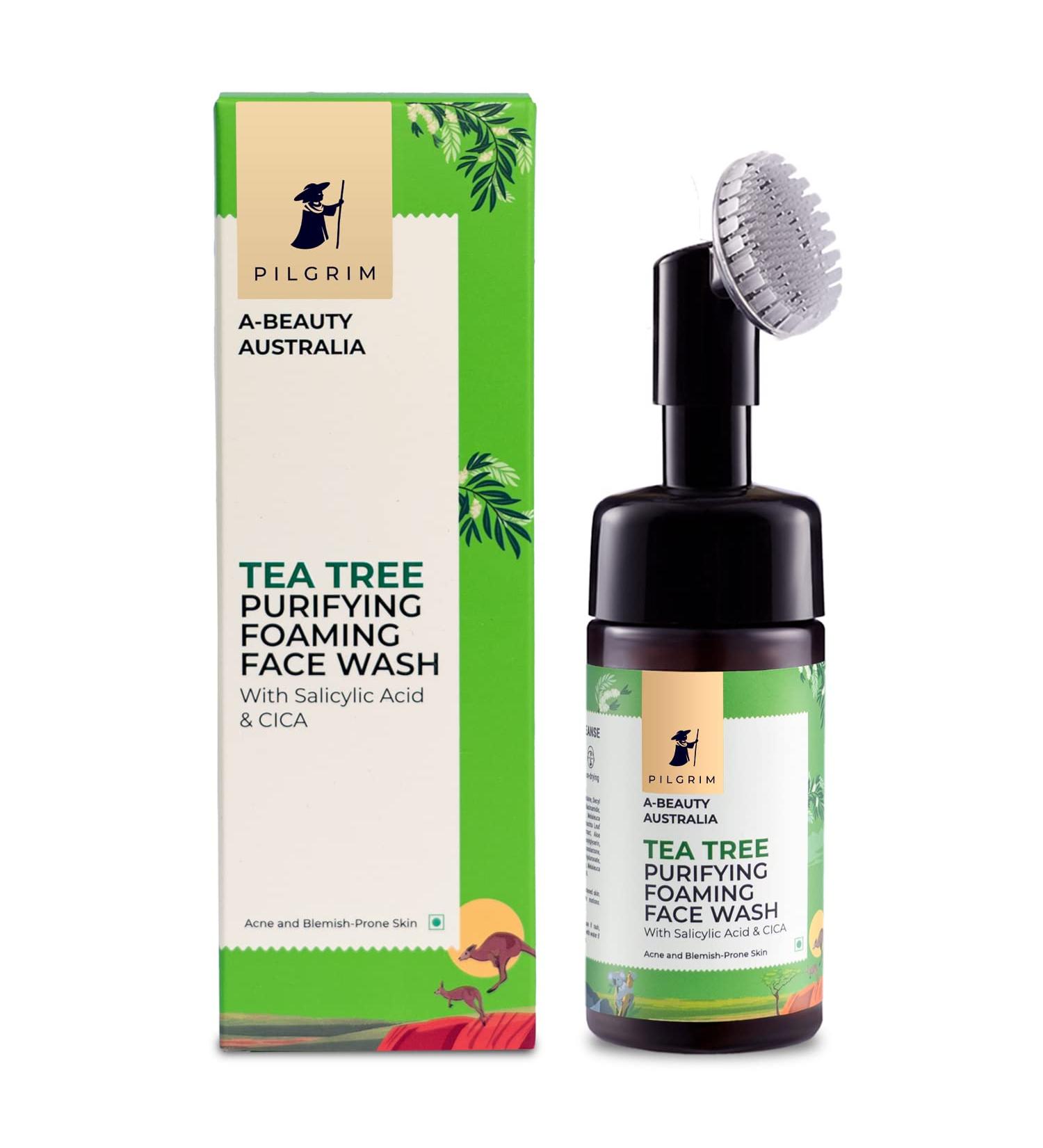 Pilgrim Australian Tea Tree Foaming Face Wash | 1% Salicylic Acid | Oily Skin Cleanser for Men & Women | 120ml - Buy Online on GoSupps.com