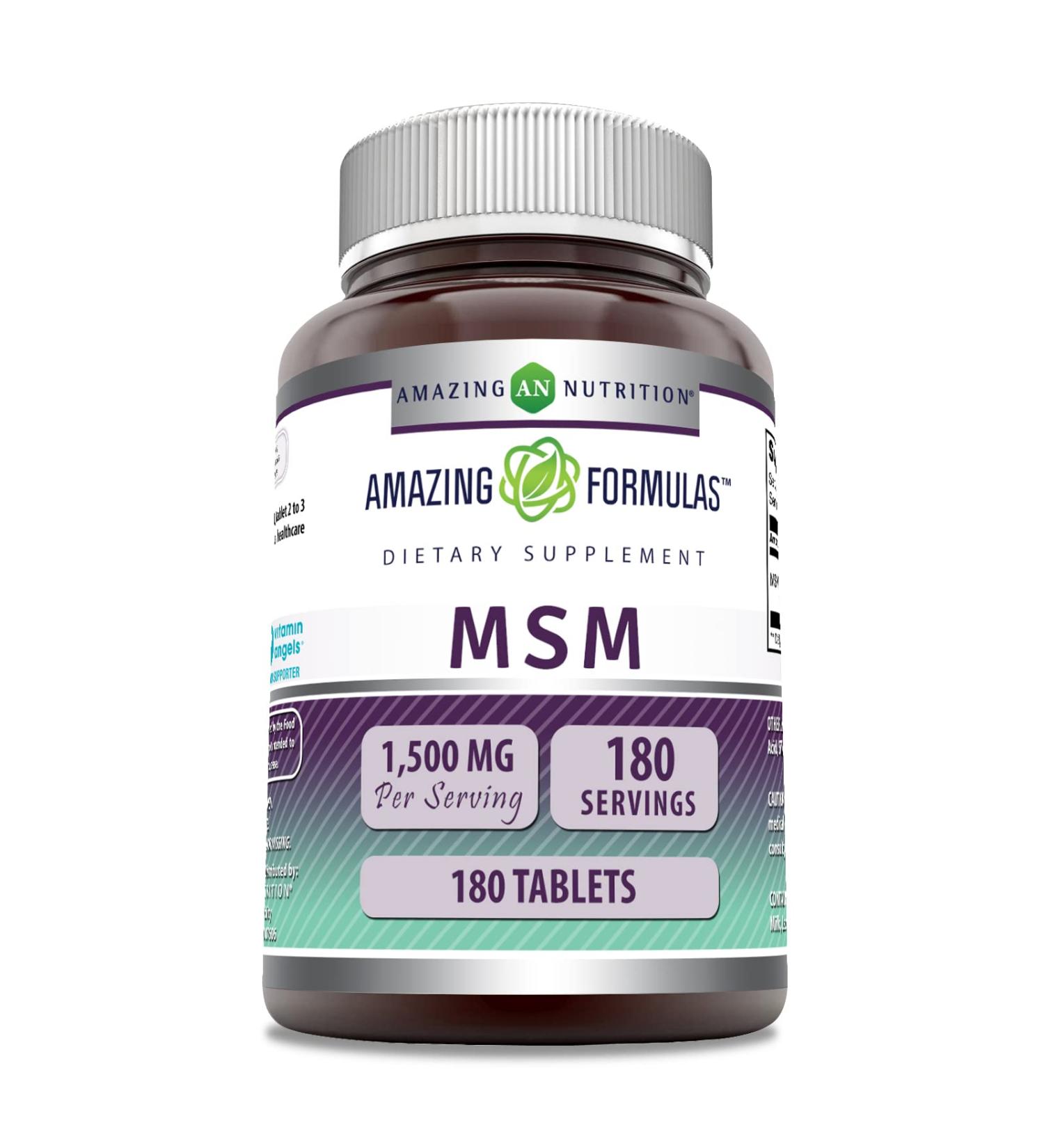 Amazing Formulas MSM 1500mg 180 Tablets | Non-GMO & Gluten Free | Made in USA - Buy Online on GoSupps.com