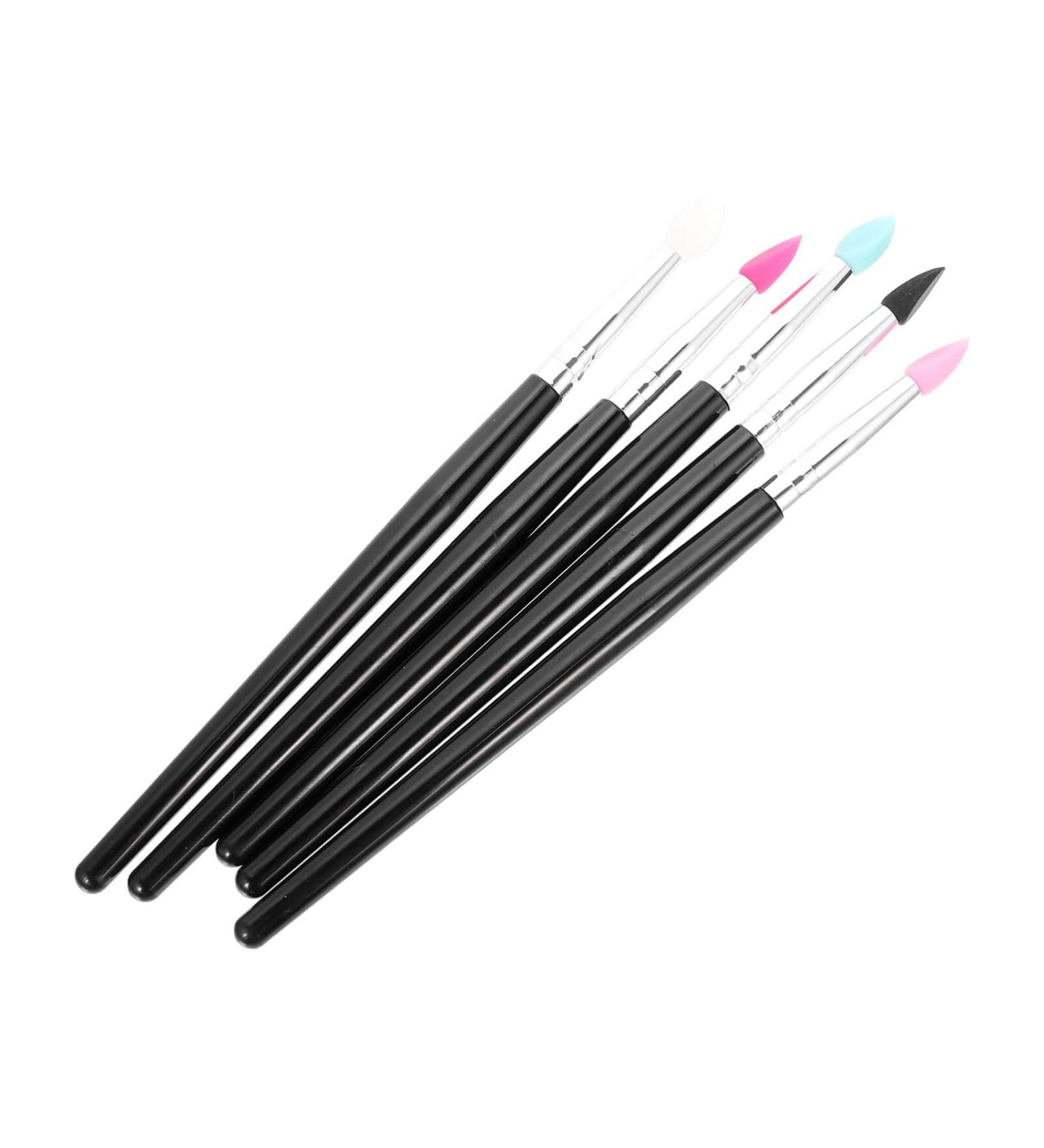 Housoutil 5pcs Silicone Eyeshadow Brush Flash Suit Eye Glitter Women Makeup Brush Sponge Head Disposable Miss