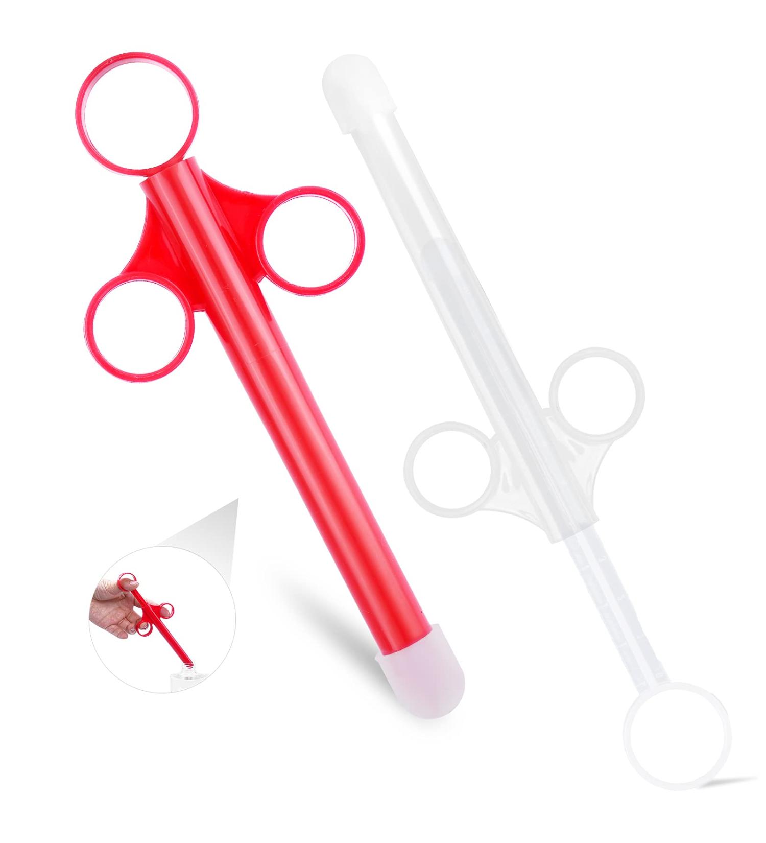 ANGCURE Lube Applicator Syringes - 10ml Lubricant Shooter for Men, Women & Couples - Reusable & Easy to Clean - Red & White - Buy Online on GoSupps.com