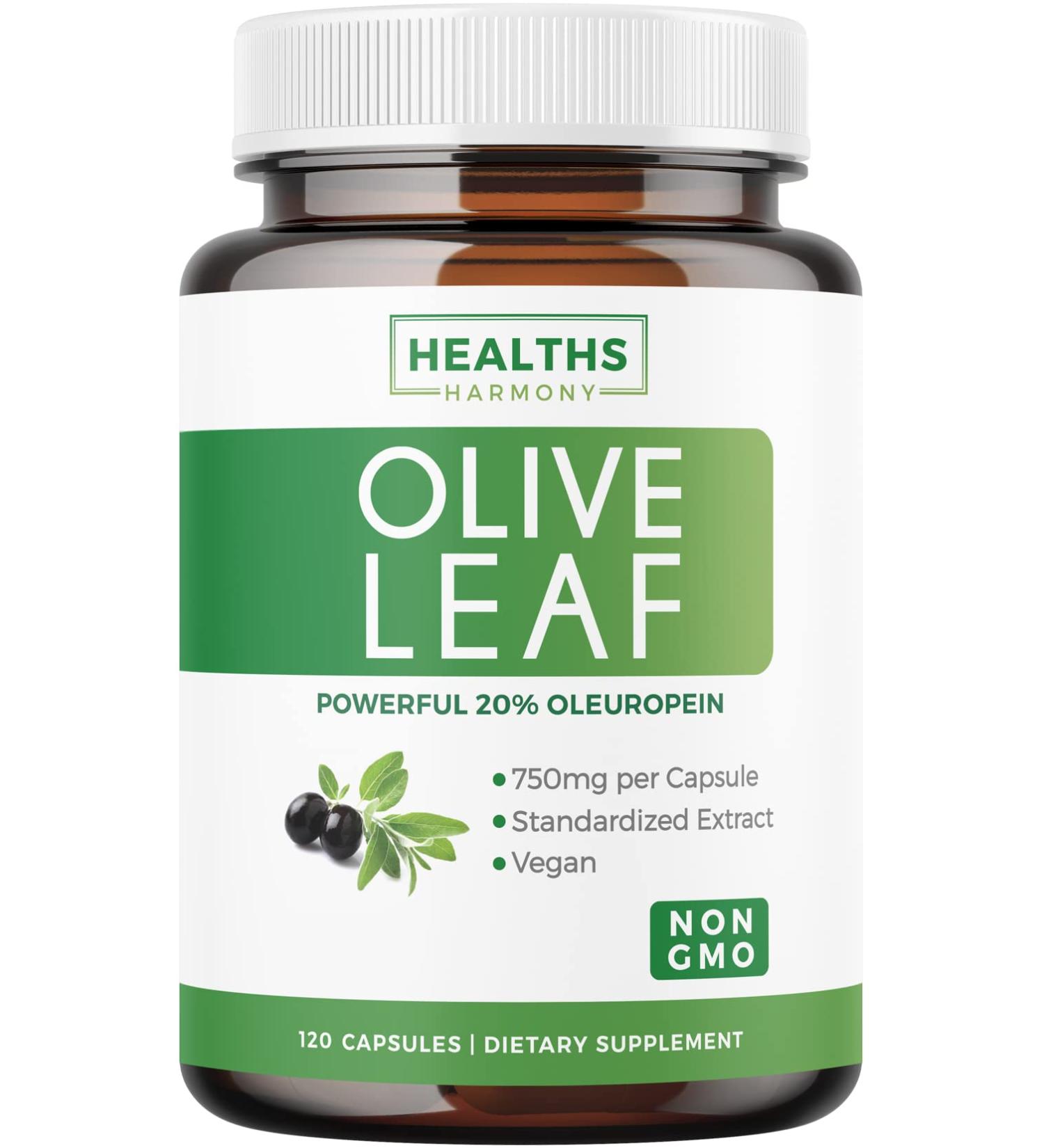 Super Strength Non-GMO Olive Leaf Extract - 750mg - 120 Capsules - Immune Support & Skin Health Supplement with 20% Oleuropein - Vegetarian Formula - Powerful Antioxidants - Buy Online on GoSupps.com