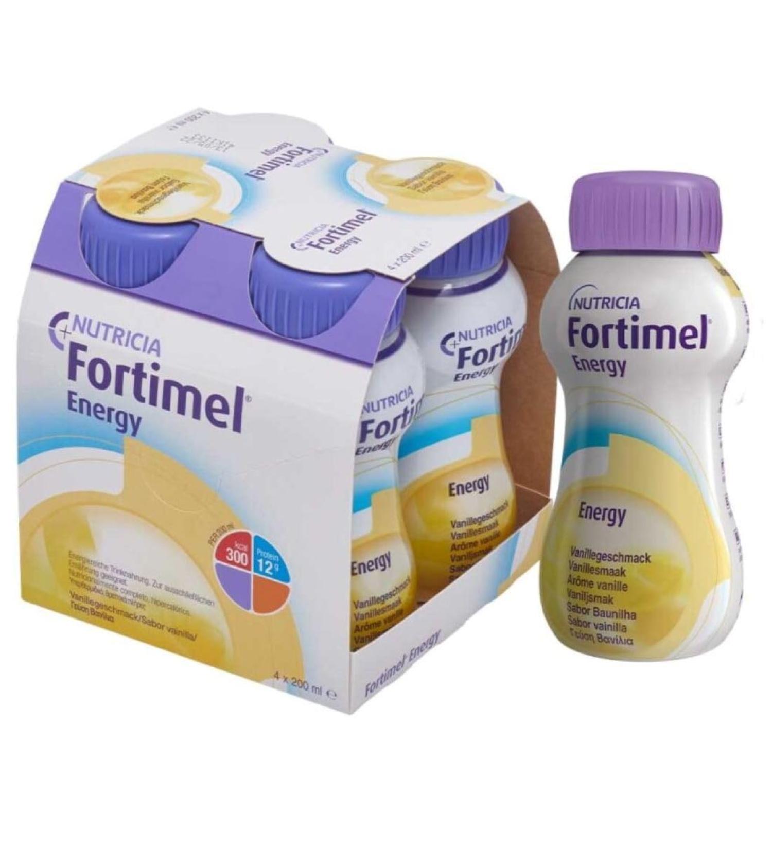 Fortimel Energy Drinking Food Vanilla | 300 kcal | Nutrient-Rich | 4x200ml | Ideal for Increased Energy Needs | Shop Now - Buy Online on GoSupps.com