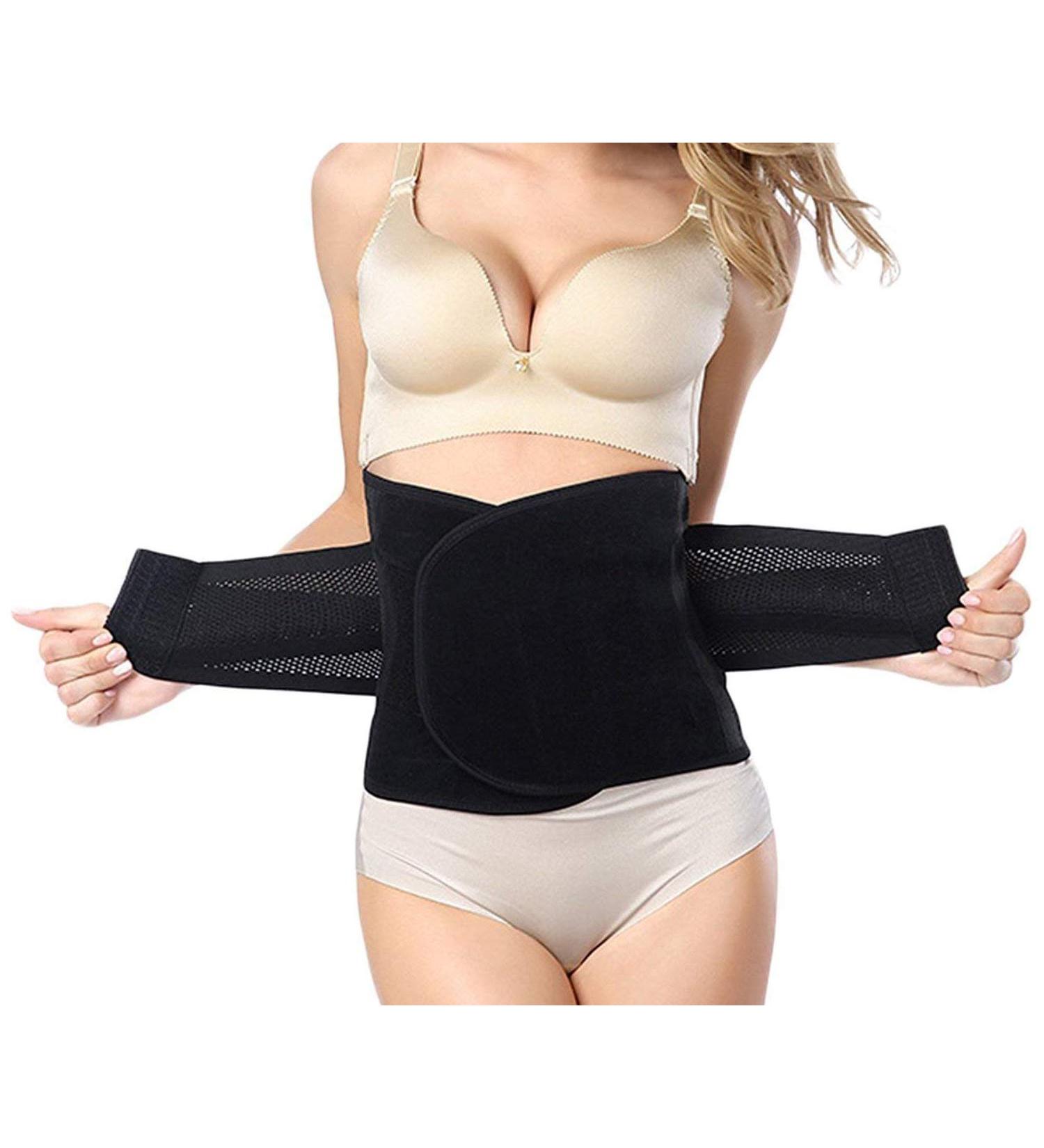 Postpartum Belly Belt Body Shaper Corset - High Elastic Waist Trainer for Women (Black, Size L) - Buy Online on GoSupps.com