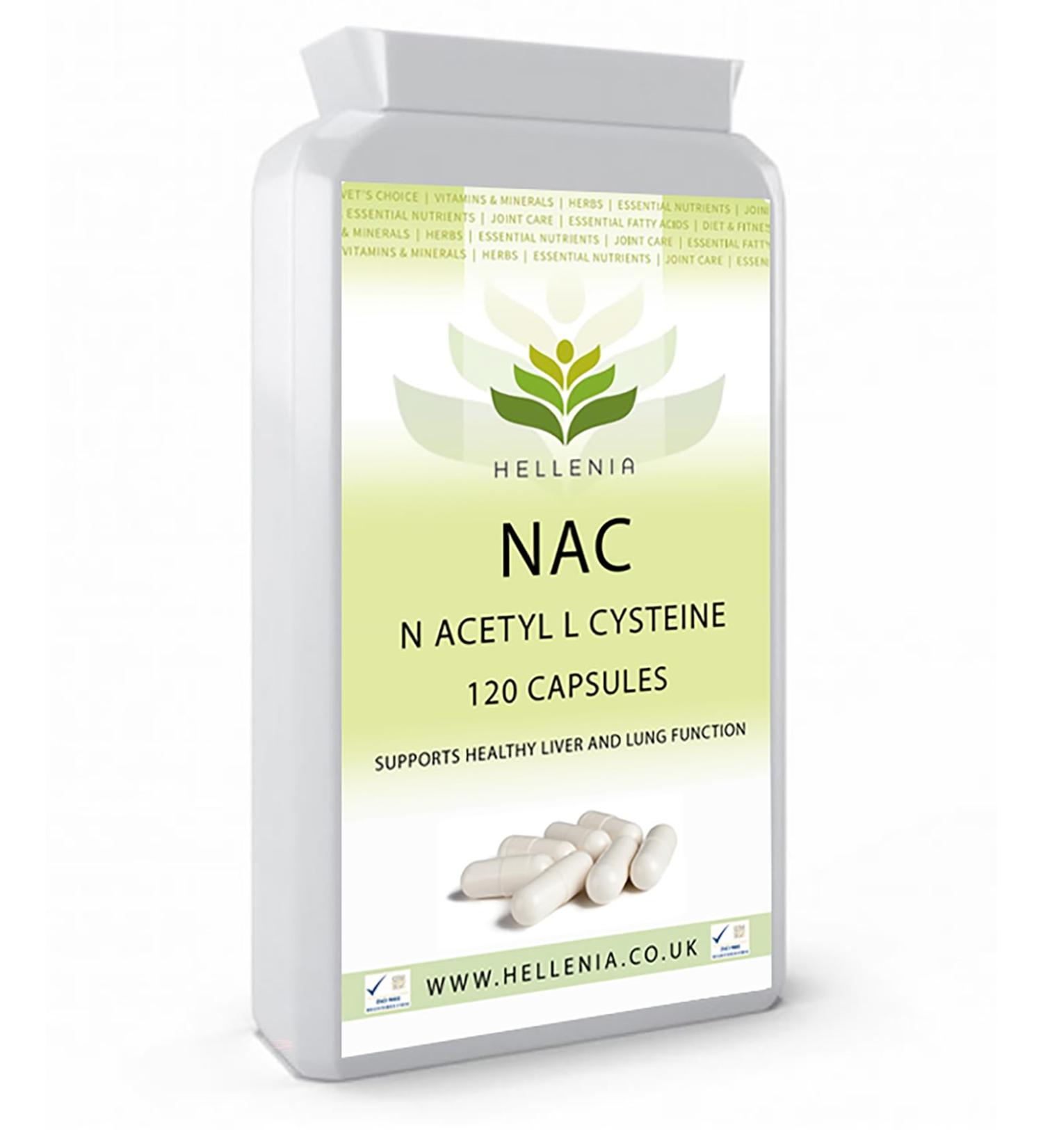 Hellenia N-Acetyl-Cysteine 600mg | 120 Vegan Capsules | UK Made NAC Supplement - Buy Online on GoSupps.com