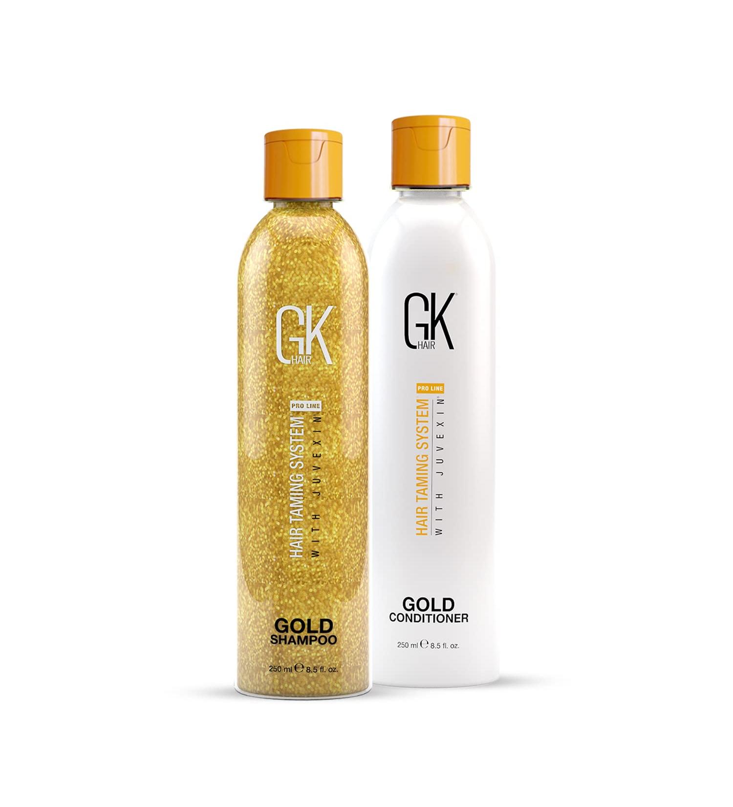 GK Hair Global Keratin Gold Shampoo & Conditioner 250ml | Moisturizing Hair Shine & Protection with Argan Oil & Shea Butter - International Shipping Available - Buy Online on GoSupps.com