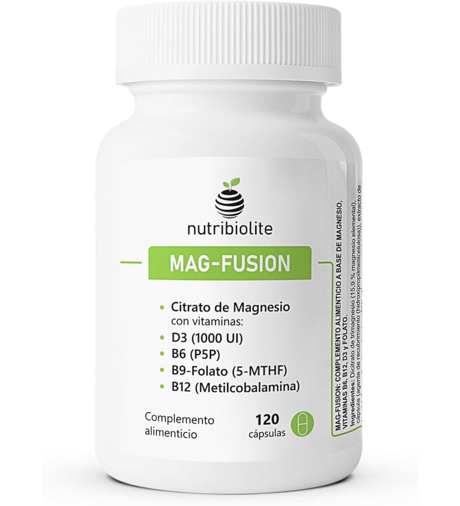 Magnesium Citrate and Vitamins B6 B9 Folate B12 and D3 Fatigue Muscle Function Joints and Homocysteine - 120 Capsules - MAG-FUSION - Buy Online on GoSupps.com