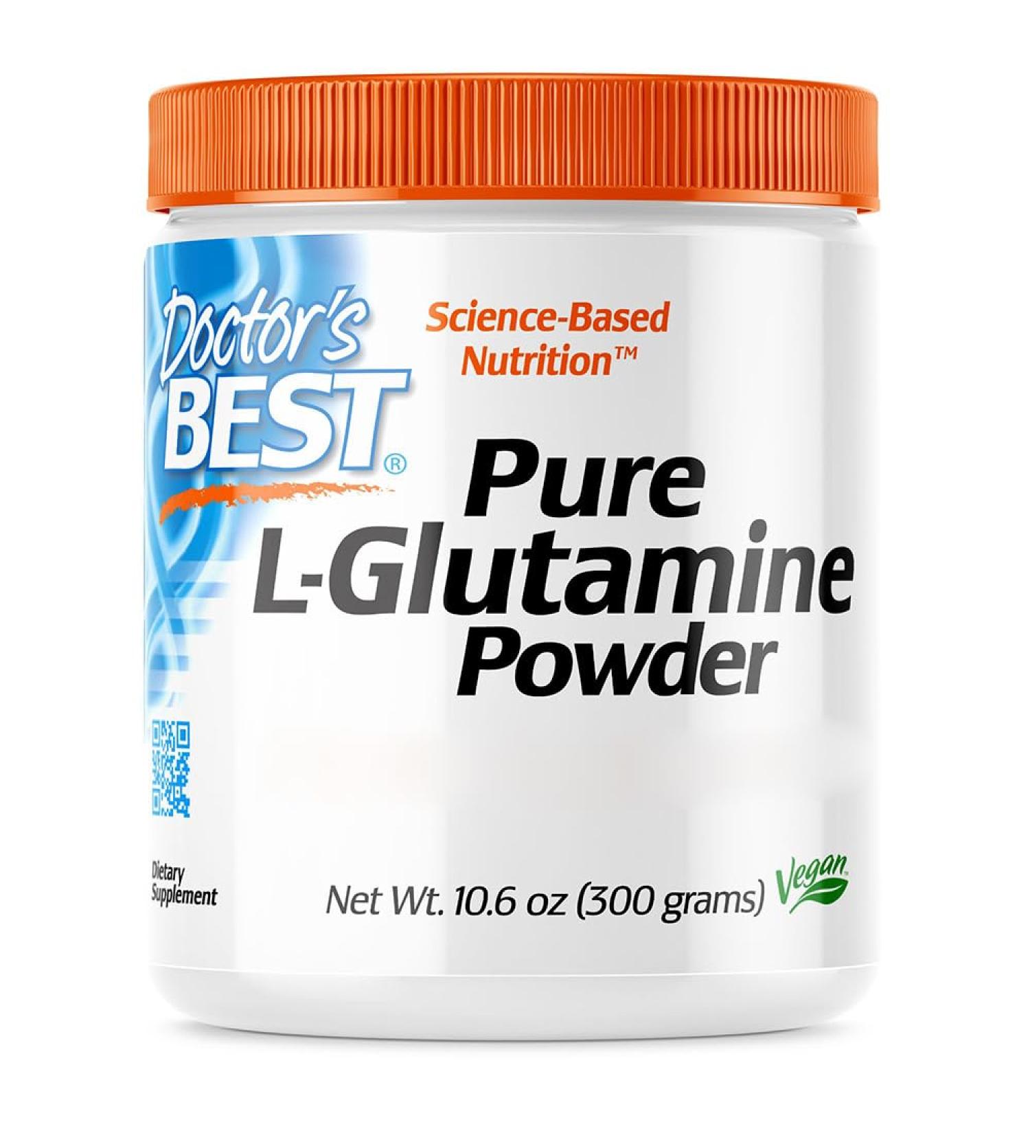 Doctor's Best L-Glutamine Powder 300g - Vegan, Highly Dosed Amino Acid - Lab-Tested, Gluten-Free, Soy-Free - Vegetarian, Non-GMO - Buy Online on GoSupps.com
