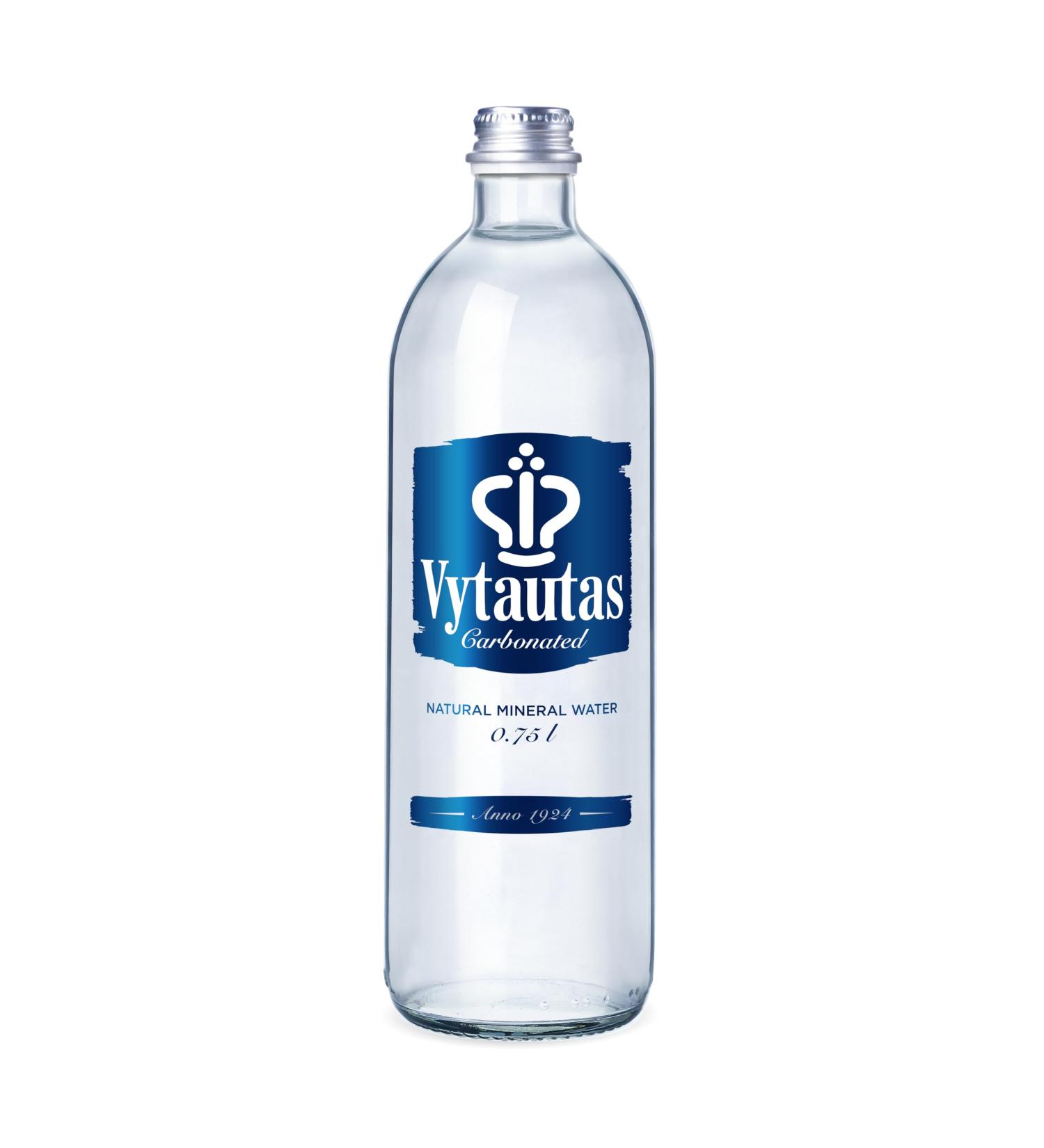 Vytautas Natural Mineral Water with Carbon Dioxide 750ml Glass (12 Pack) - Ultimate Hydration Rich in Calcium & Magnesium - High Mineralization - Buy Online on GoSupps.com