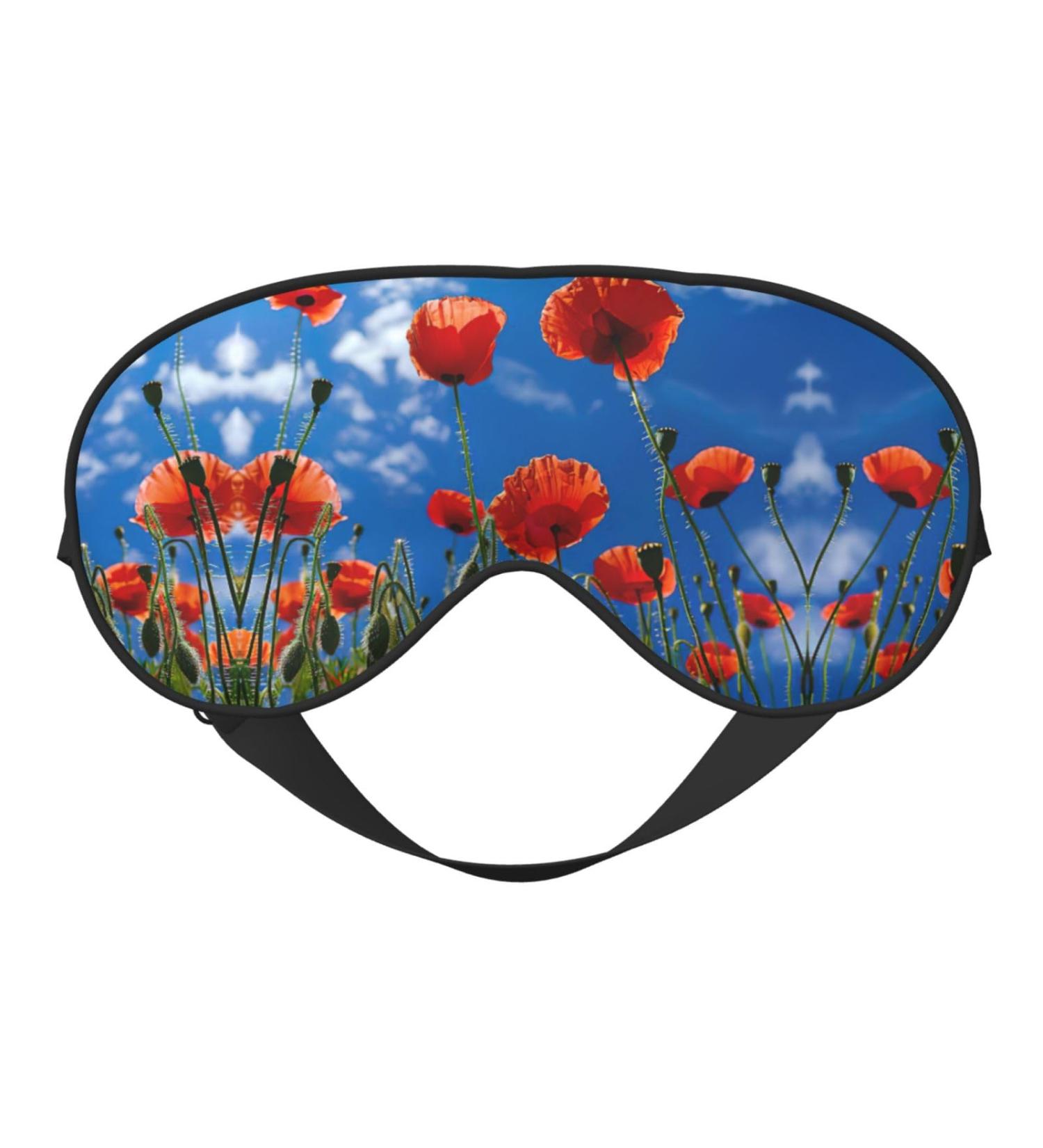 SSIMOO Poppies On Blue Sky Sleep Mask | Adjustable Breathable Fashionable Eye Mask for Comfortable Sleep | International Shipping Available - Buy Online on GoSupps.com