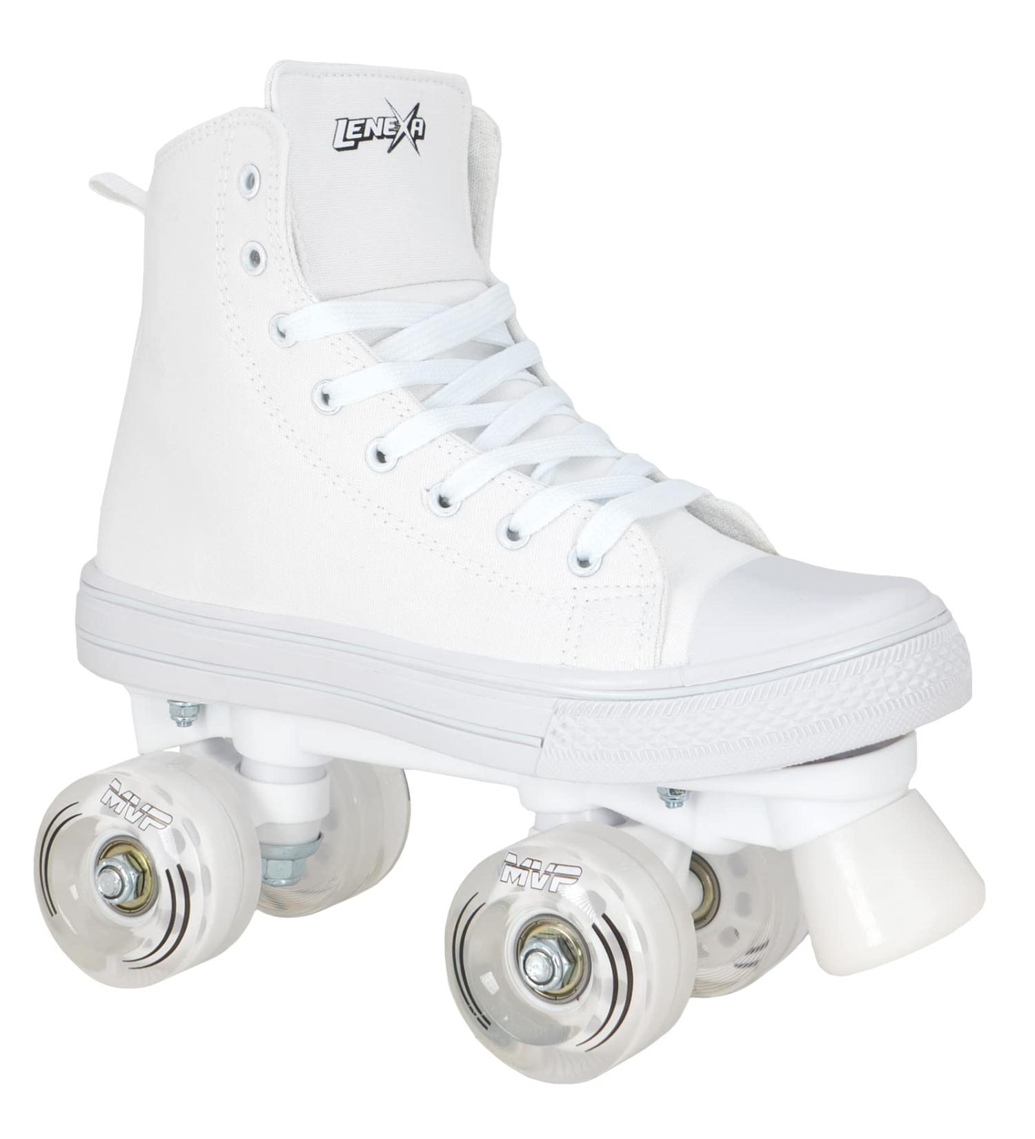Lenexa MVP 2.0 Roller Skates for Kids and Adults, Outdoor High-Top Sneaker Style Roller Skates for Girls, Boys, Women and Men White Ladies 9 / Mens 8