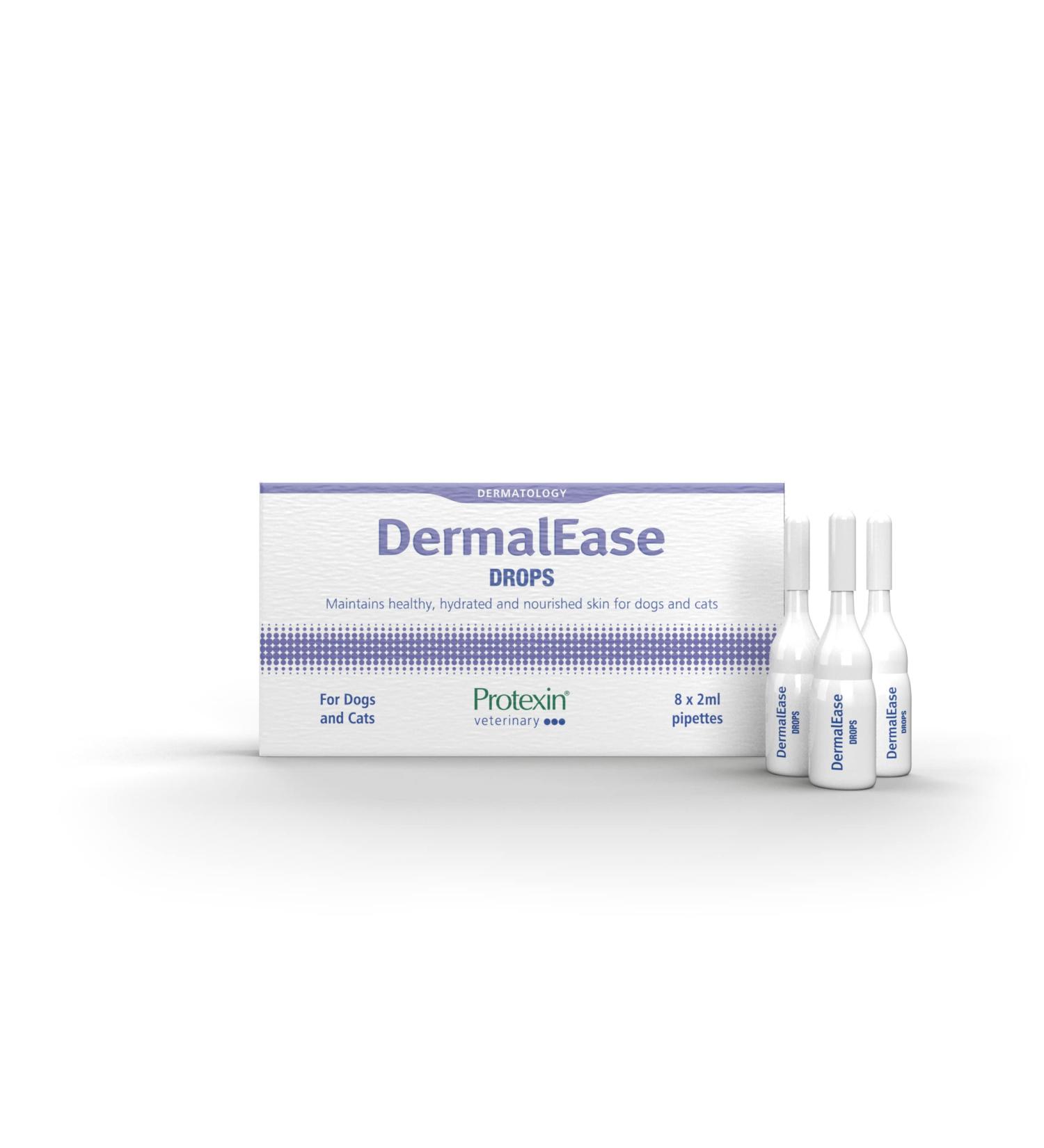 Protexin Veterinary DermalEase Drops Maintaining Healthy Hydrated & Nourished Skin for Dogs & Cats. 8 x 2ml Pipettes White Cream - Buy Online on GoSupps.com