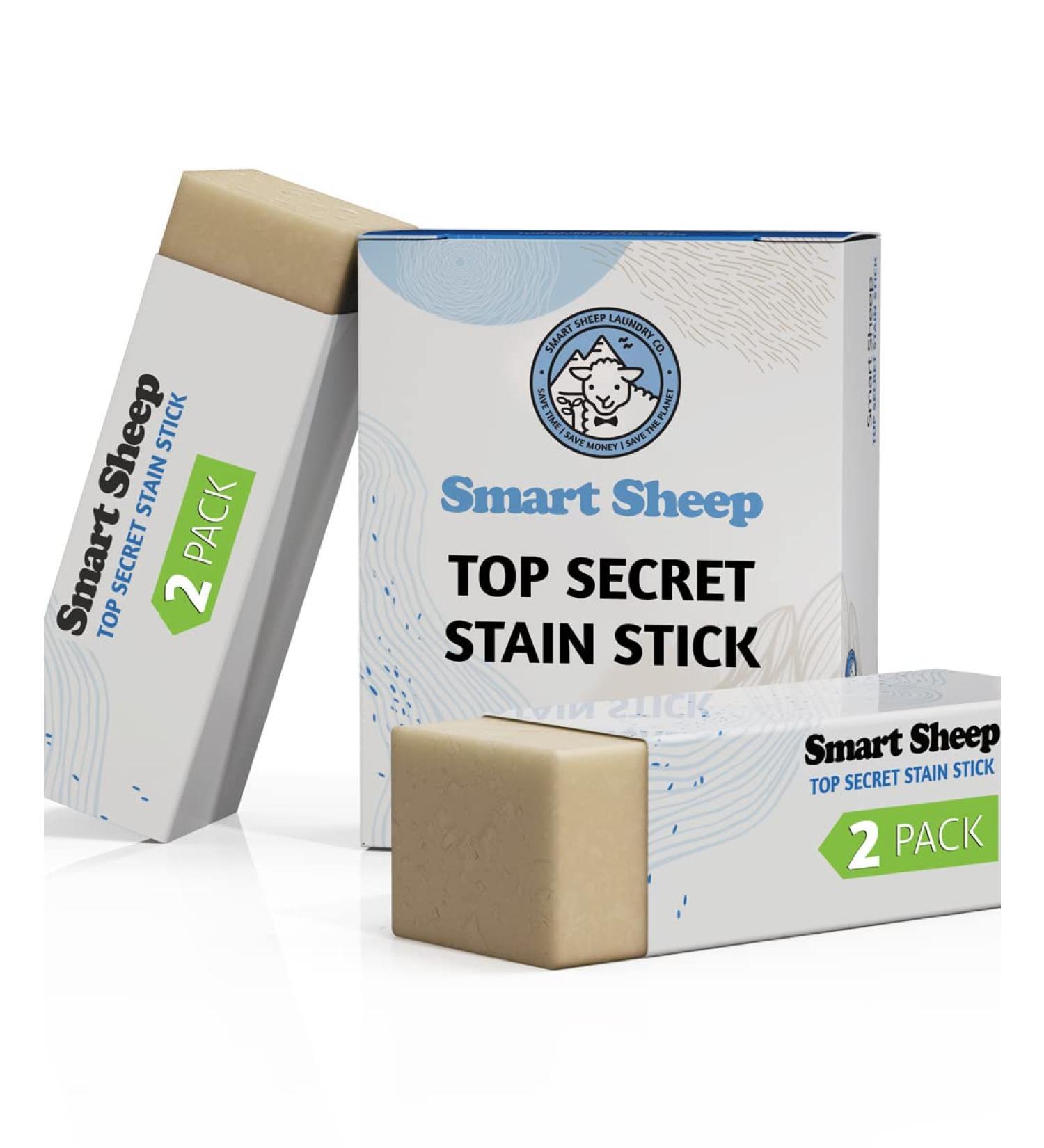 Smart Sheep Stain Stick - 2 Pack Laundry Stain Remover Bar - Natural Ingredients for Food, Drink, Pet, Grass, Blood Stains - Buy Online on GoSupps.com